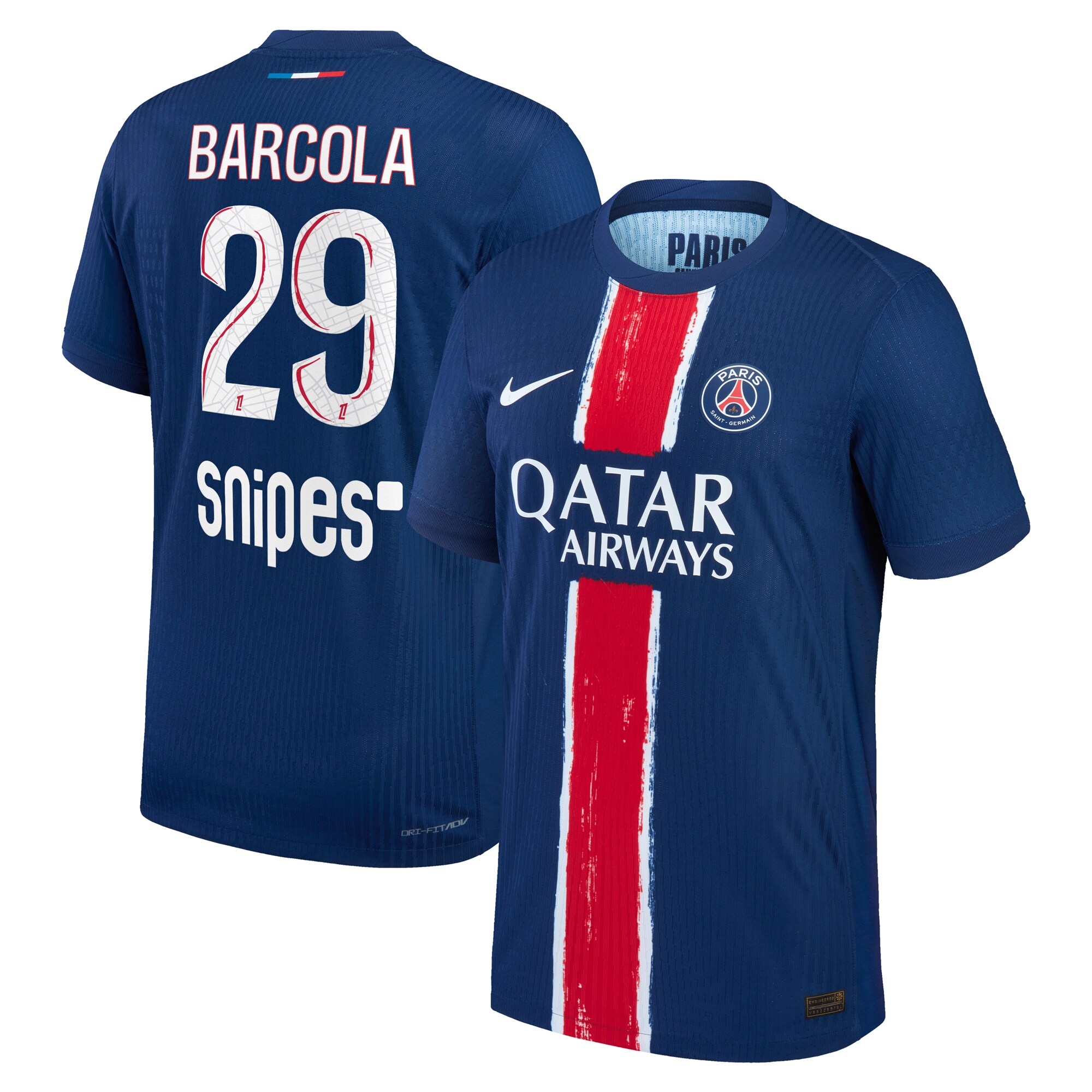 maillot domicile match psg nike dri-fit adv 2425 avec flocage barcola 29 Série | Maillots et Vêtements PSG Exclusifs sur PSG Shop