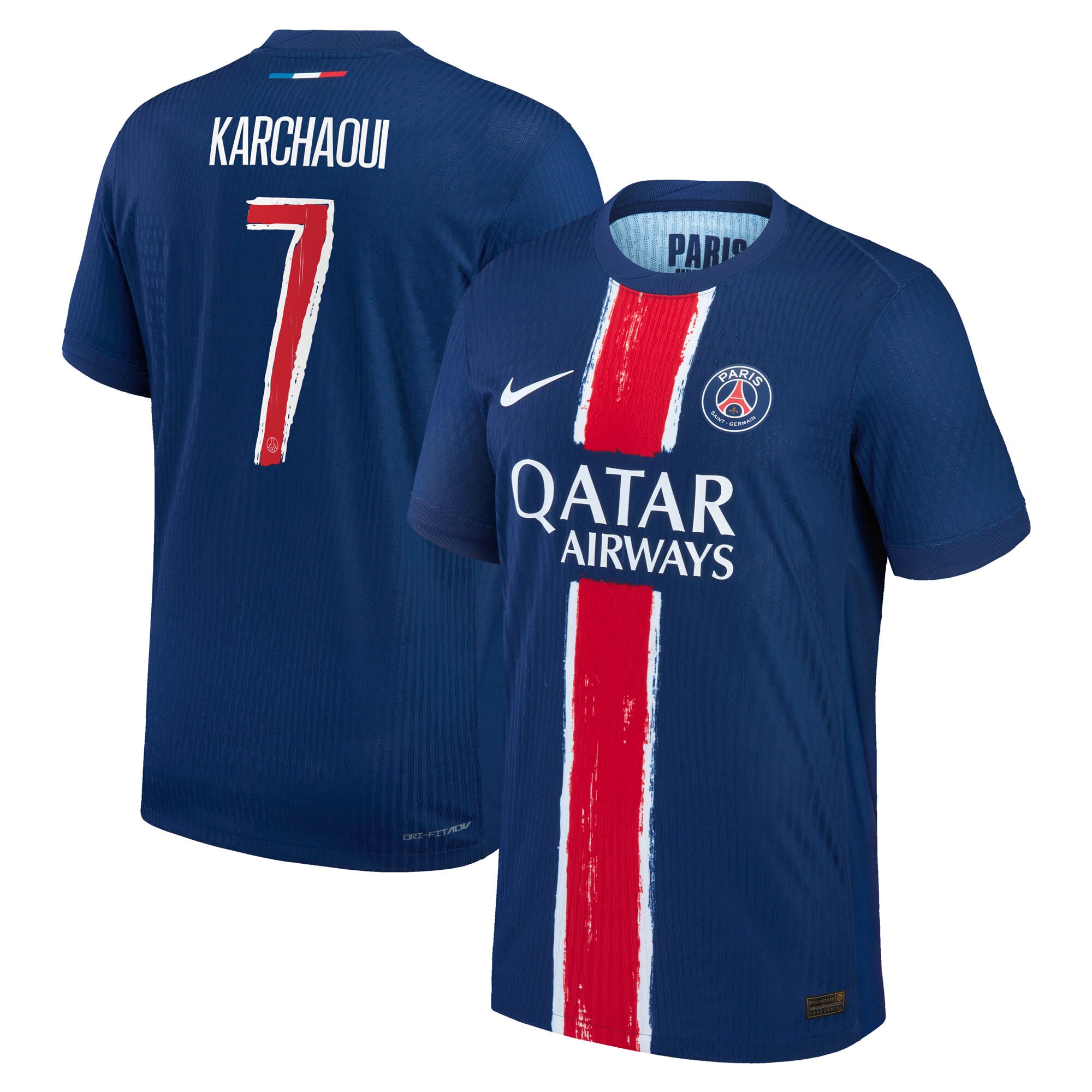 maillot domicile match psg nike dri-fit adv 2425 avec flocage karchaoui 7 Série | Maillots et Vêtements PSG Exclusifs sur PSG Shop