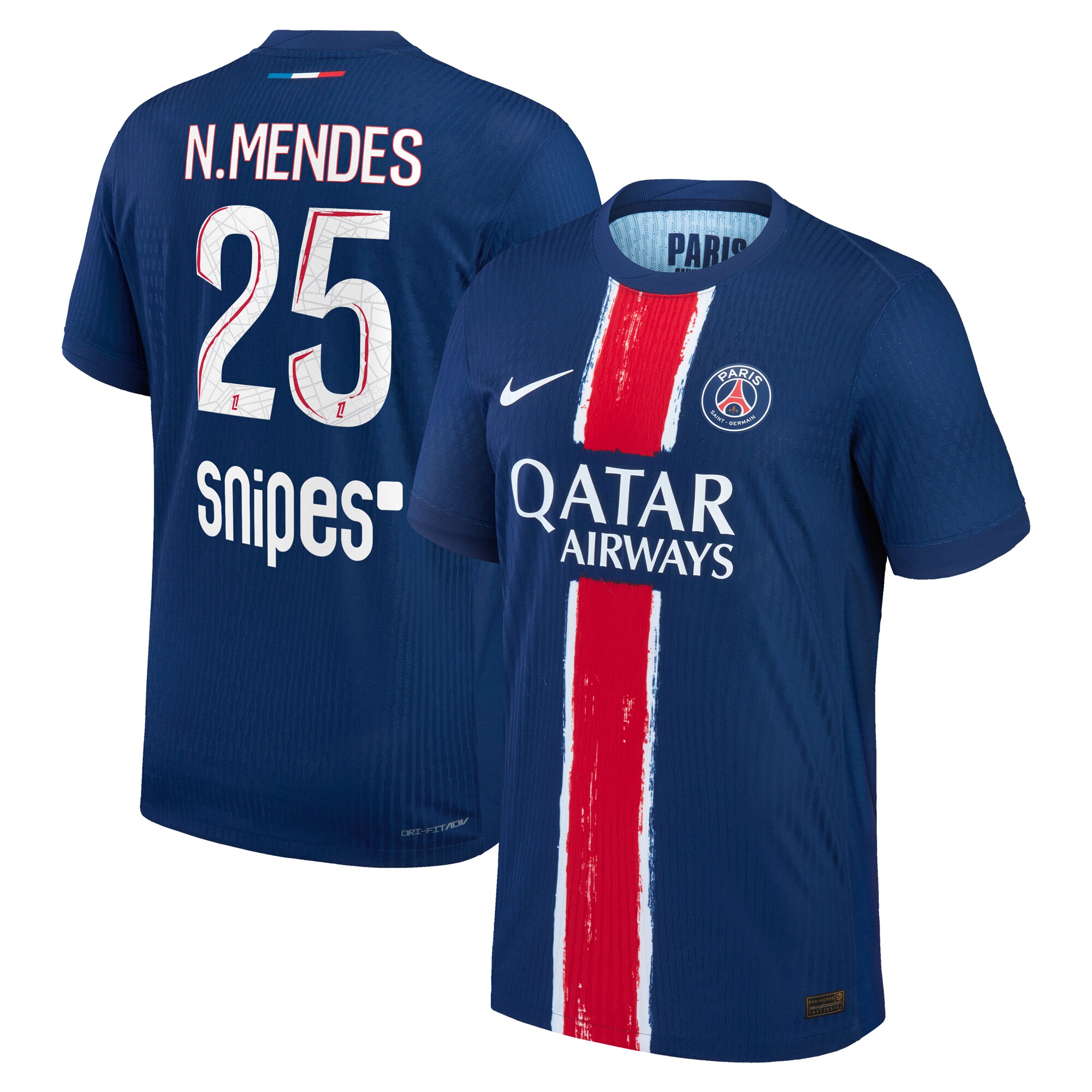 maillot domicile match psg nike dri-fit adv 2425 avec flocage n.mendes 25 Série | Maillots et Vêtements PSG Exclusifs sur PSG Shop
