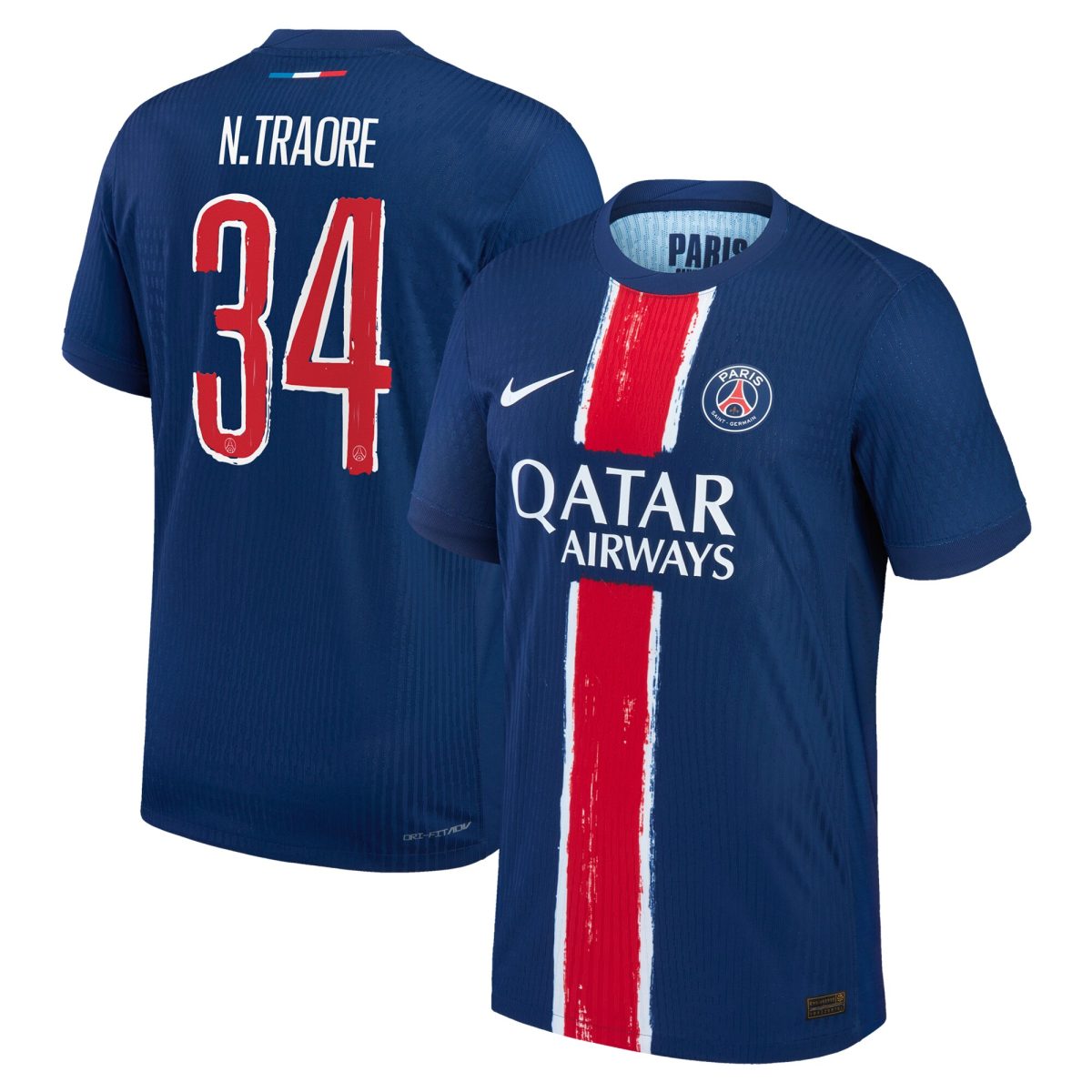 maillot domicile match psg nike dri-fit adv 2425 avec flocage n.traore 34 Série | Maillots et Vêtements PSG Exclusifs sur PSG Shop