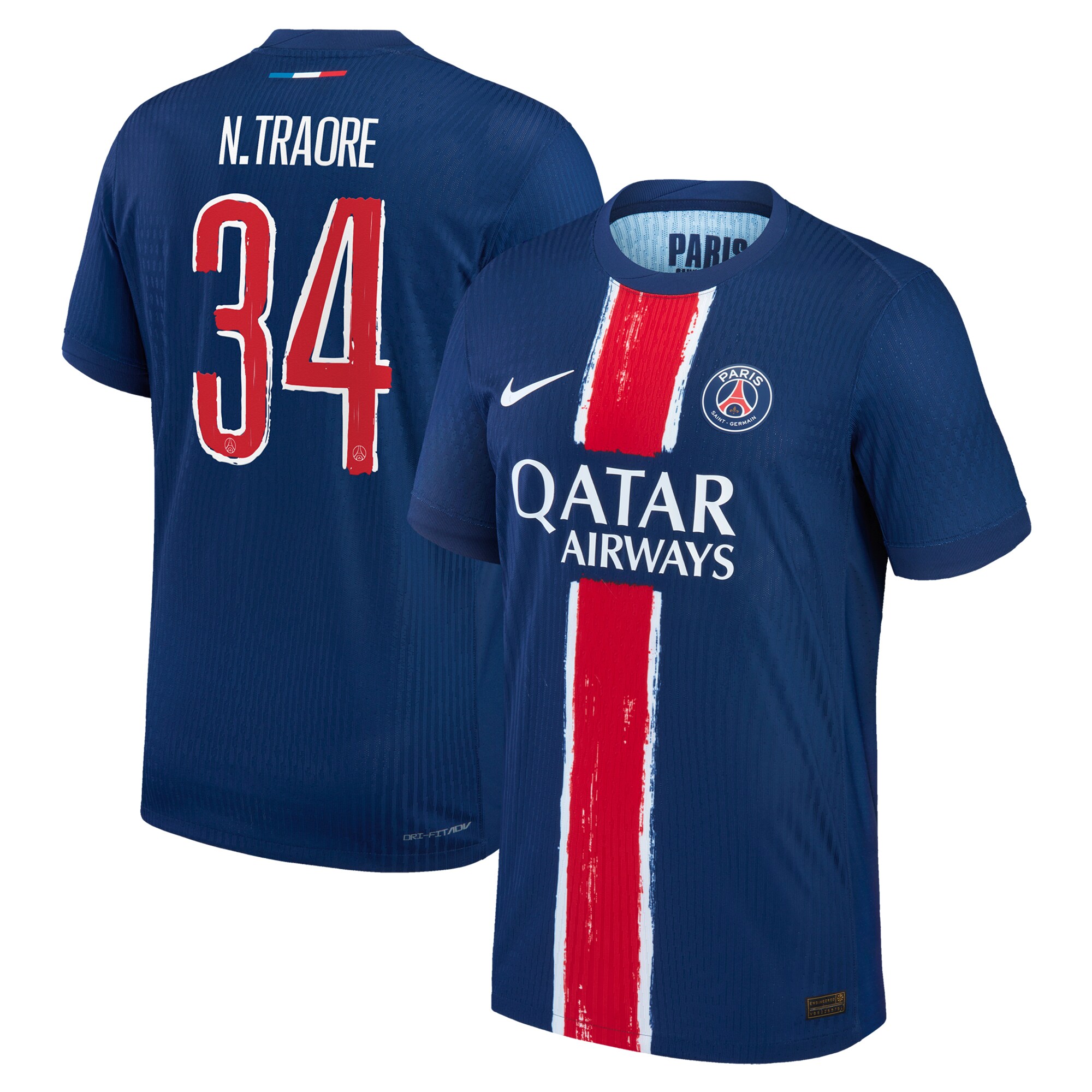 maillot domicile match psg nike dri-fit adv 2425 avec flocage n.traore 34 Série | Maillots et Vêtements PSG Exclusifs sur PSG Shop