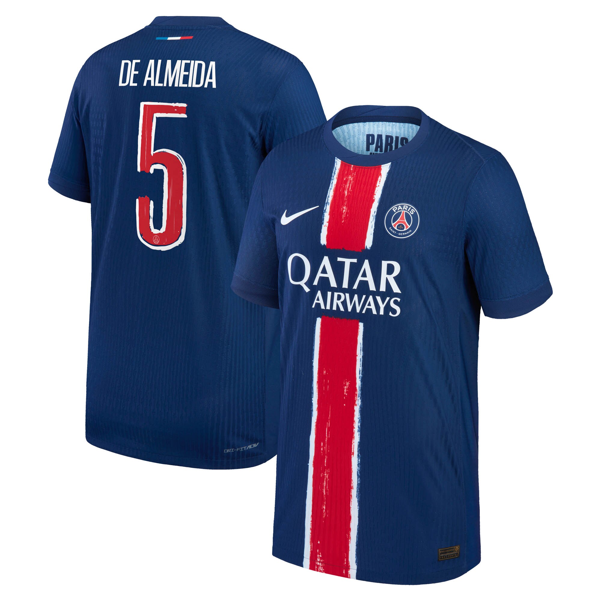 maillot domicile match psg nike dri-fit adv 2425 – enfant avec flocage de almeida 5 Série | Maillots et Vêtements PSG Exclusifs sur PSG Shop