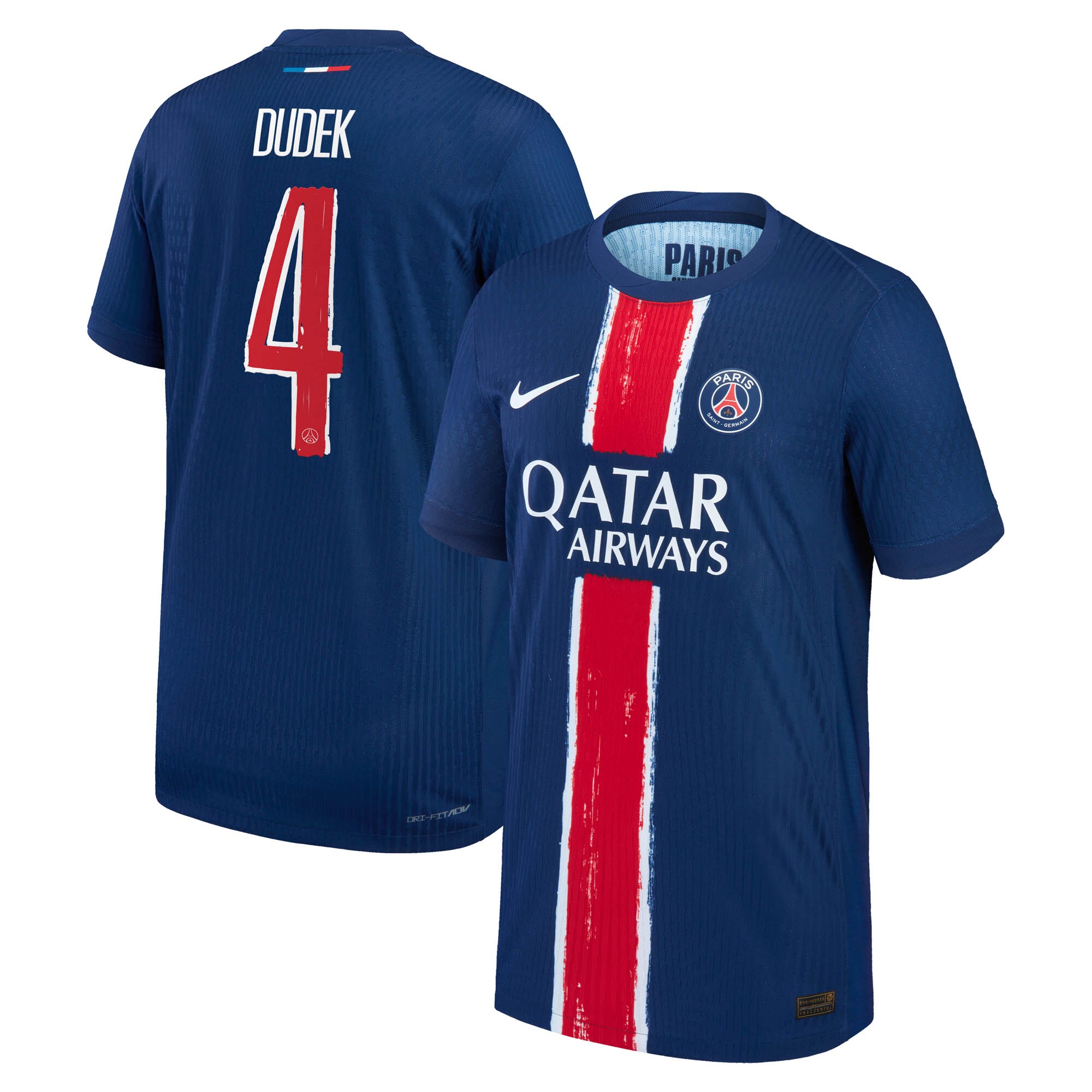maillot domicile match psg nike dri-fit adv 2425 – enfant avec flocage dudek 4 Série | Maillots et Vêtements PSG Exclusifs sur PSG Shop