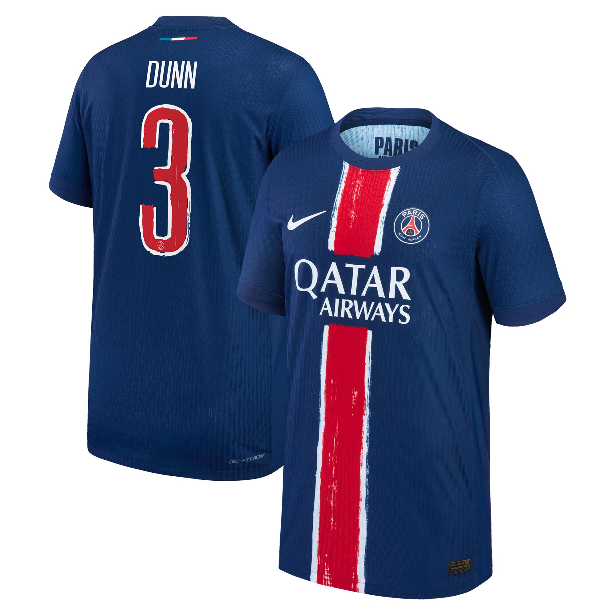 maillot domicile match psg nike dri-fit adv 2425 – enfant avec flocage dunn 3 Série | Maillots et Vêtements PSG Exclusifs sur PSG Shop