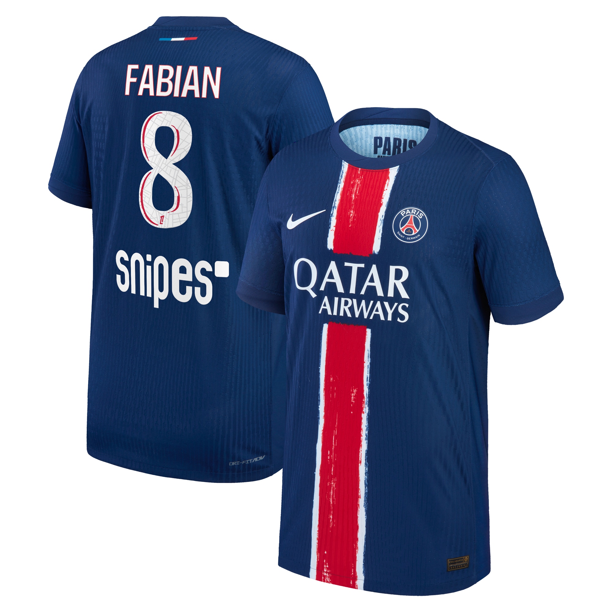 maillot domicile match psg nike dri-fit adv 2425 – enfant avec flocage fabian 8 Série | Maillots et Vêtements PSG Exclusifs sur PSG Shop