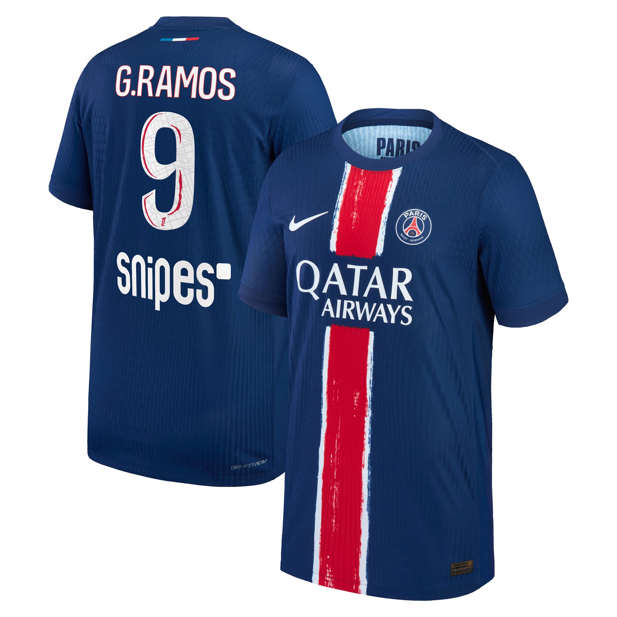 maillot domicile match psg nike dri-fit adv 2425 – enfant avec flocage g.ramos 9 Série | Maillots et Vêtements PSG Exclusifs sur PSG Shop