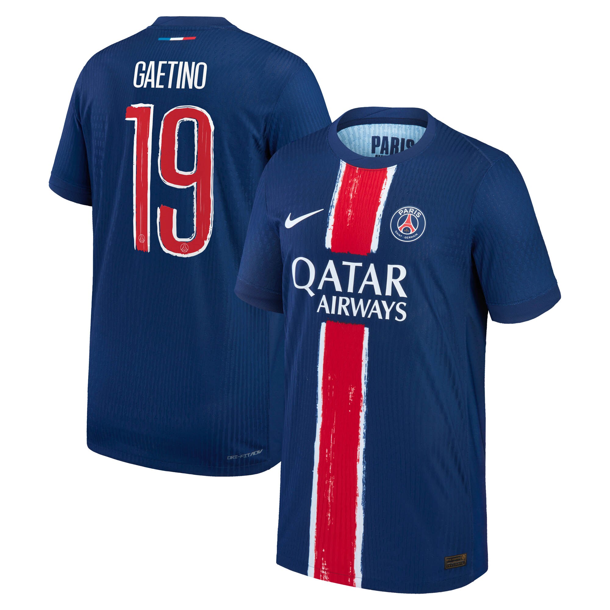 maillot domicile match psg nike dri-fit adv 2425 – enfant avec flocage gaetino 19 Série | Maillots et Vêtements PSG Exclusifs sur PSG Shop
