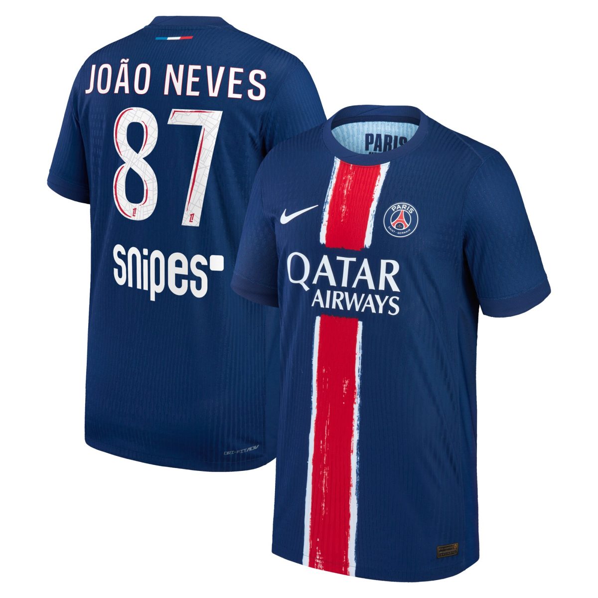 maillot domicile match psg nike dri-fit adv 2425 – enfant avec flocage joao neves 87 Série | Maillots et Vêtements PSG Exclusifs sur PSG Shop