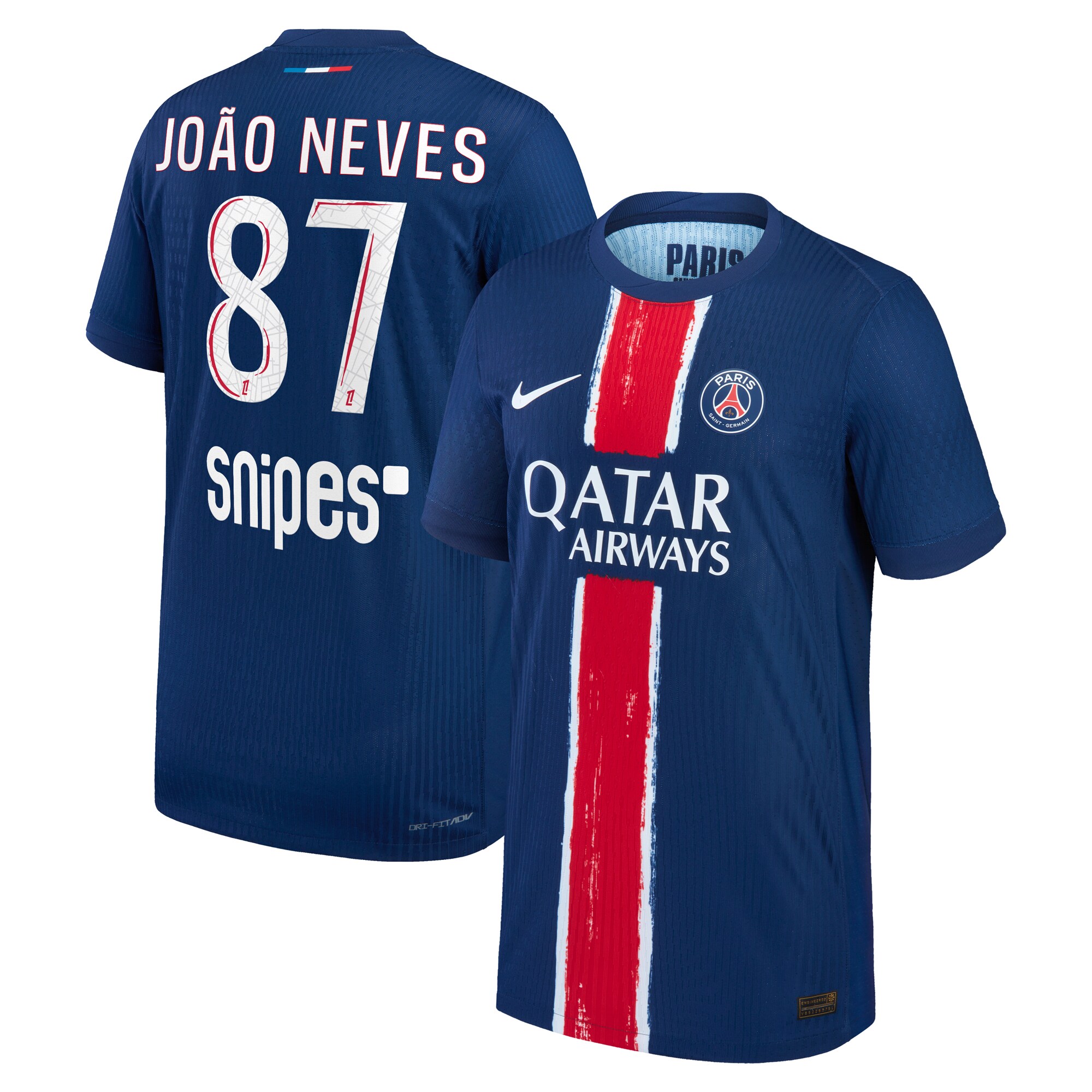 maillot domicile match psg nike dri-fit adv 2425 – enfant avec flocage joao neves 87 Série | Maillots et Vêtements PSG Exclusifs sur PSG Shop