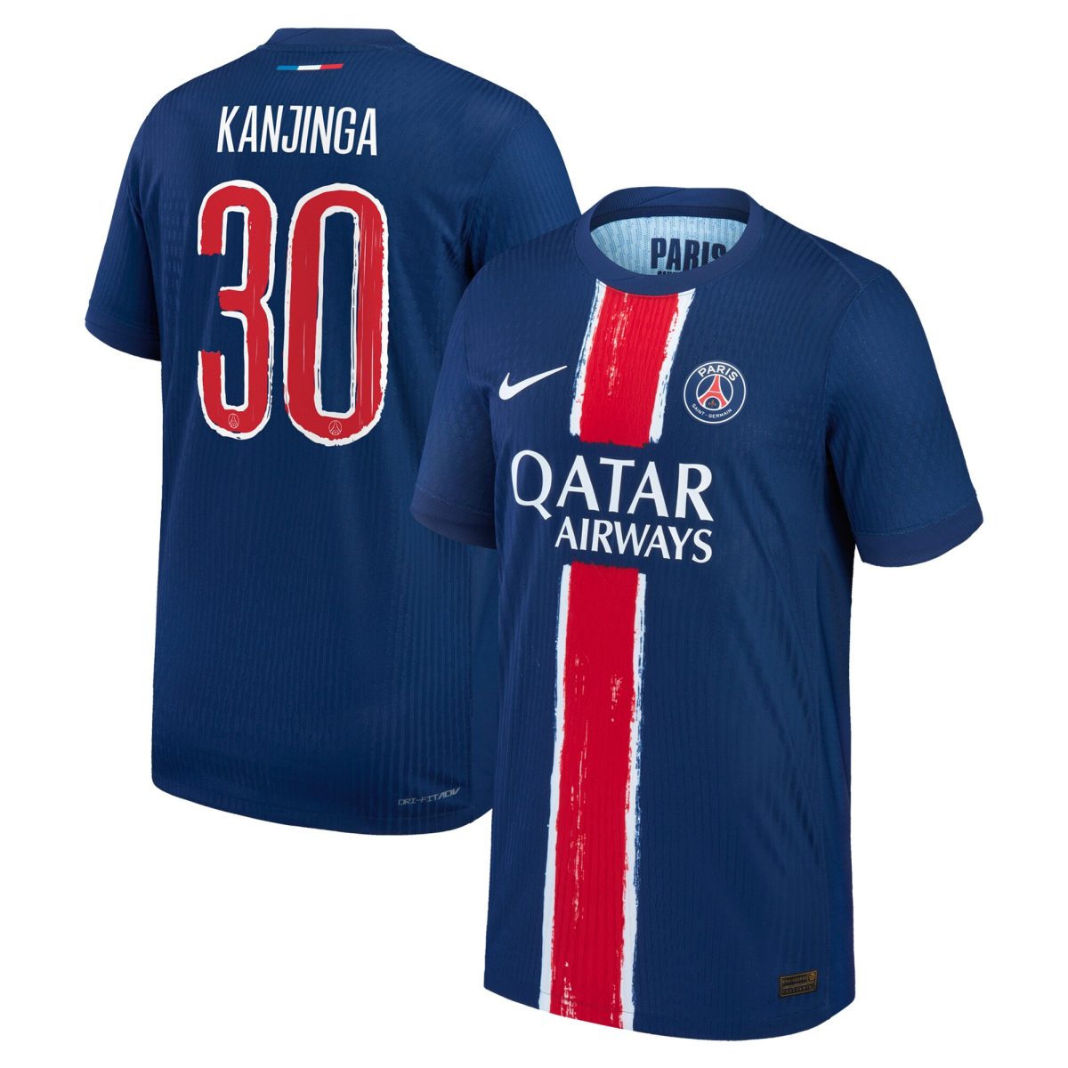 maillot domicile match psg nike dri-fit adv 2425 – enfant avec flocage kanjinga 30 Série | Maillots et Vêtements PSG Exclusifs sur PSG Shop