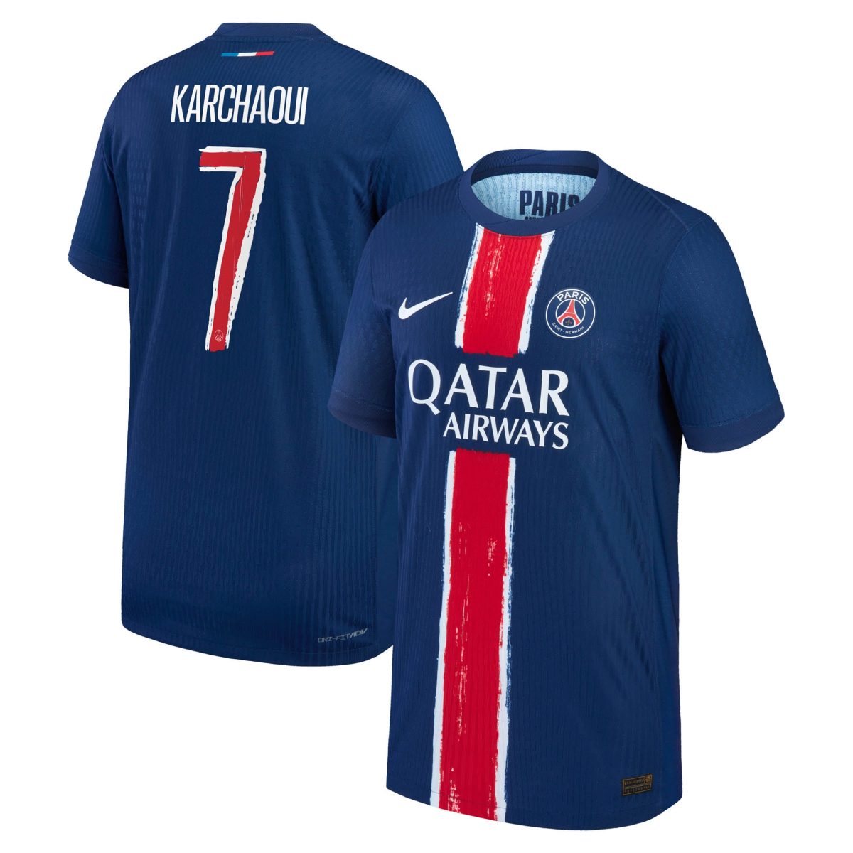 maillot domicile match psg nike dri-fit adv 2425 – enfant avec flocage karchaoui 7 Série | Maillots et Vêtements PSG Exclusifs sur PSG Shop