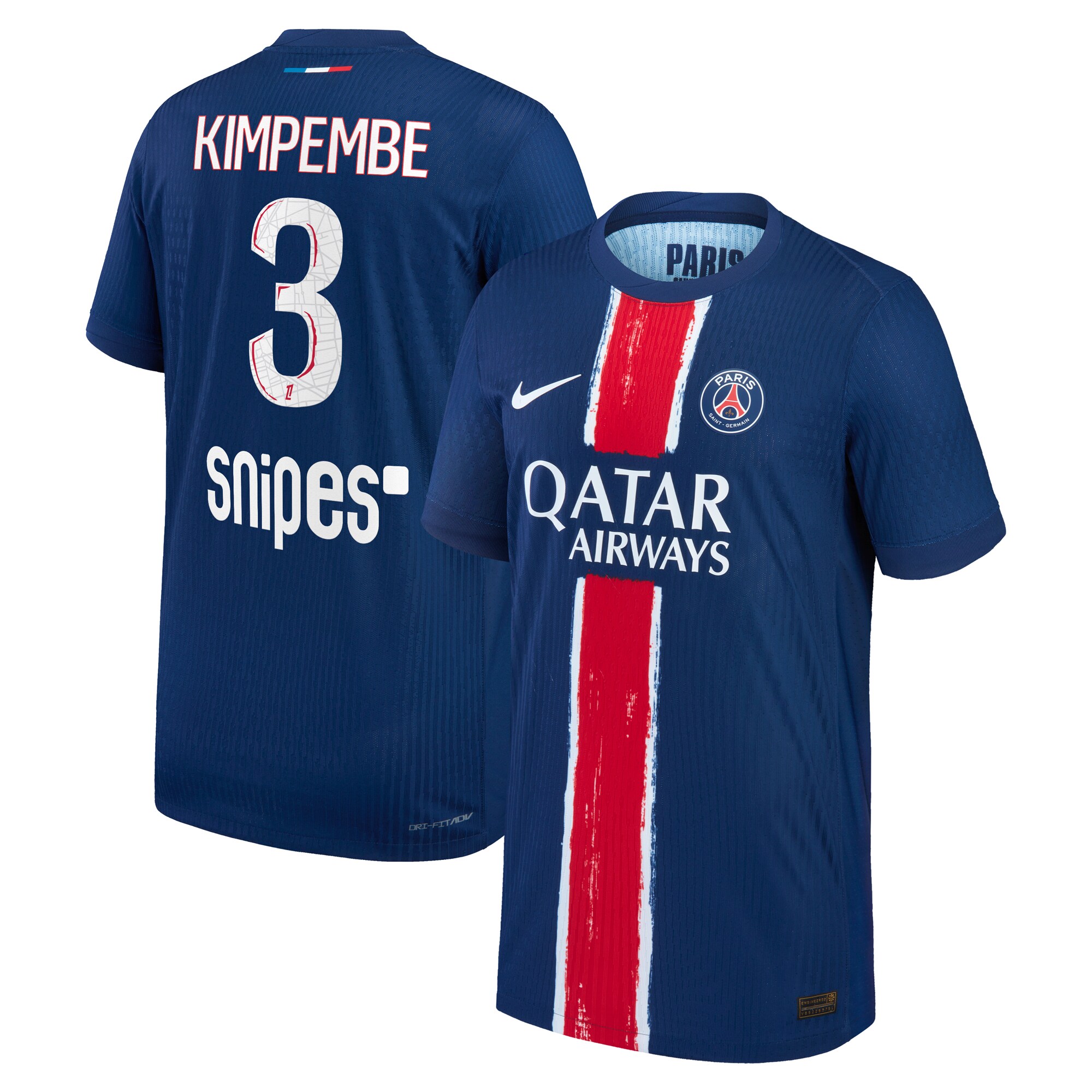 maillot domicile match psg nike dri-fit adv 2425 – enfant avec flocage kimpembe 3 Série | Maillots et Vêtements PSG Exclusifs sur PSG Shop