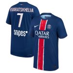 maillot domicile match psg nike dri-fit adv 2425 – enfant avec flocage kvaratskhelia 7 Série | Maillots et Vêtements PSG Exclusifs sur PSG Shop