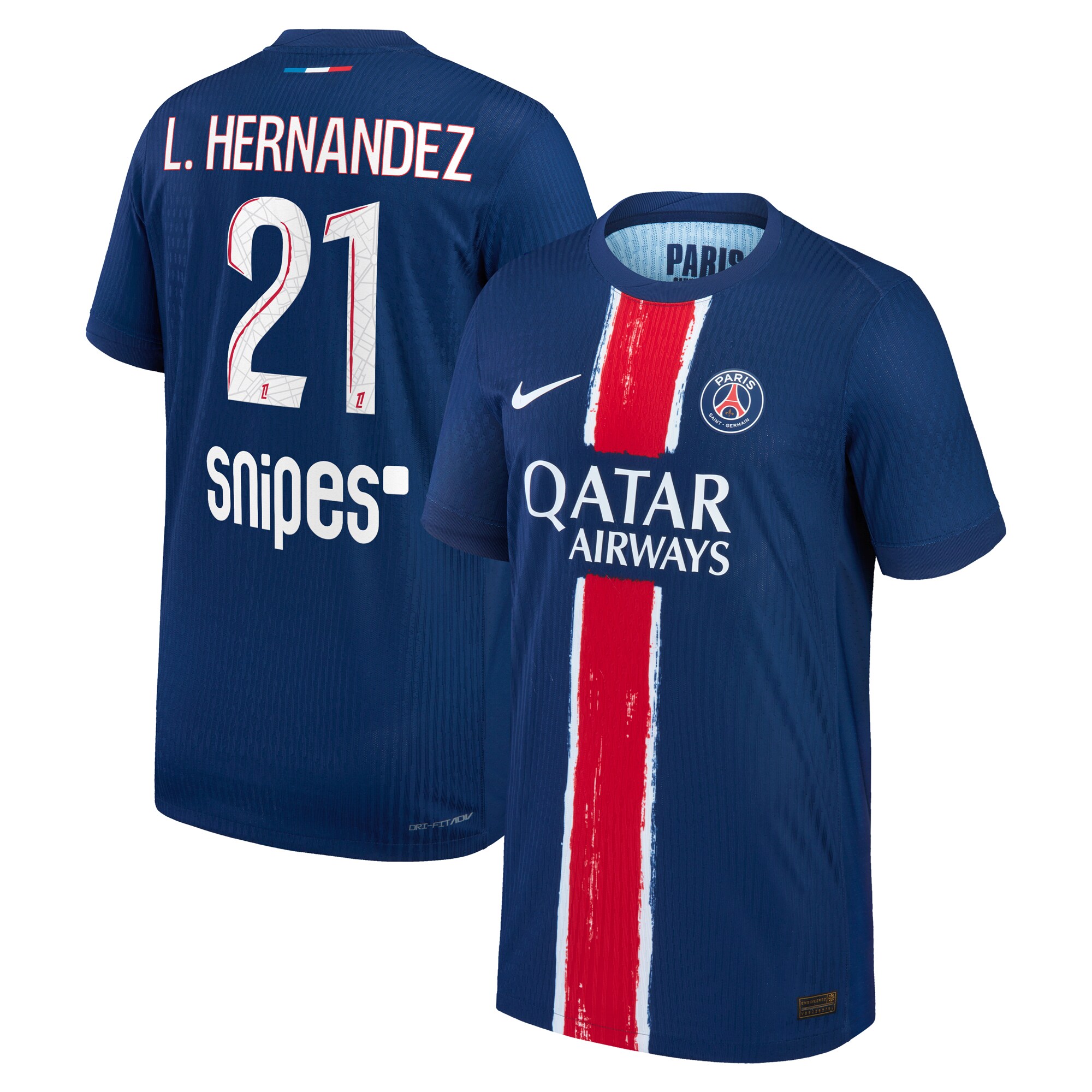 maillot domicile match psg nike dri-fit adv 2425 – enfant avec flocage l.hernandez 21 Série | Maillots et Vêtements PSG Exclusifs sur PSG Shop