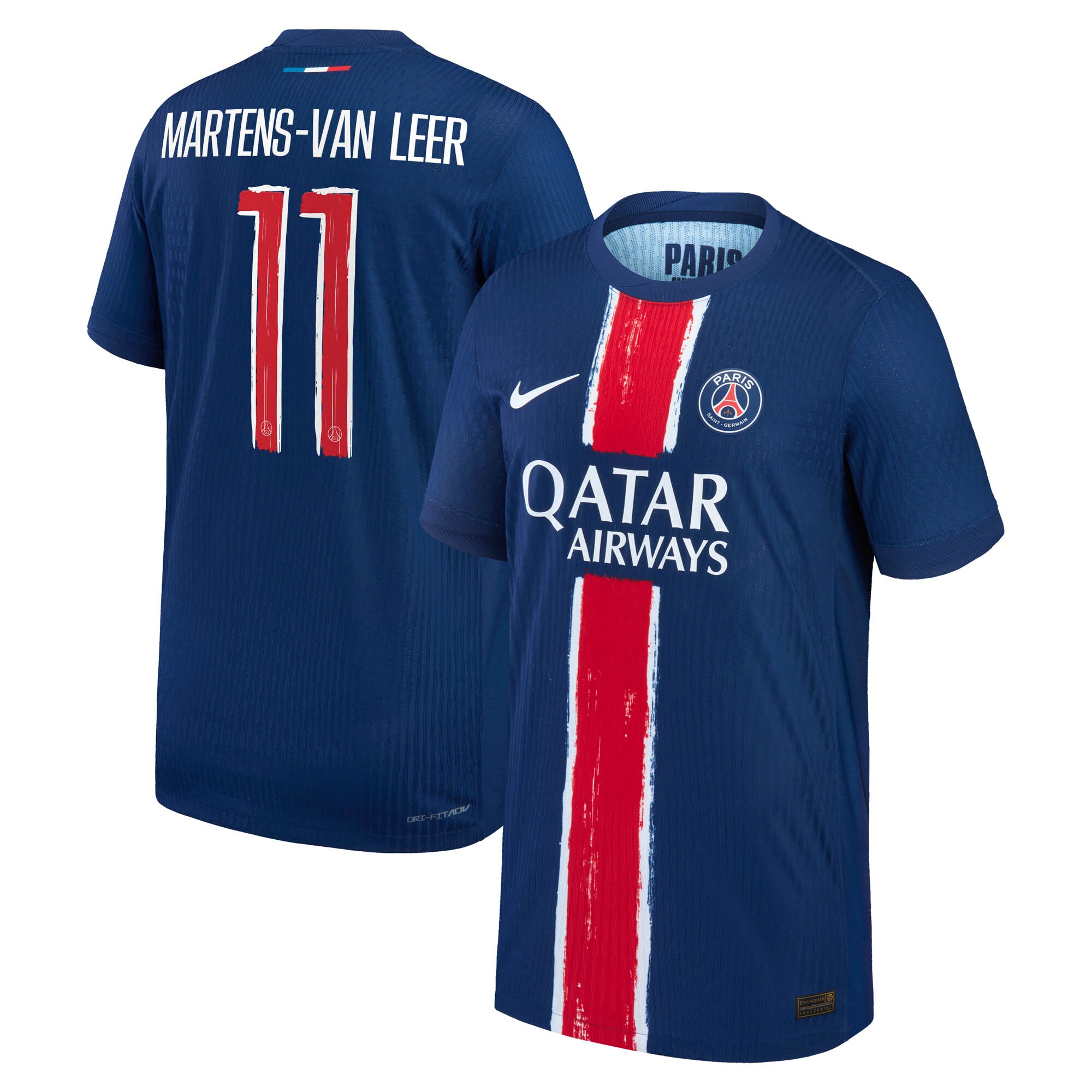 maillot domicile match psg nike dri-fit adv 2425 – enfant avec flocage martens-van leer 11 Série | Maillots et Vêtements PSG Exclusifs sur PSG Shop