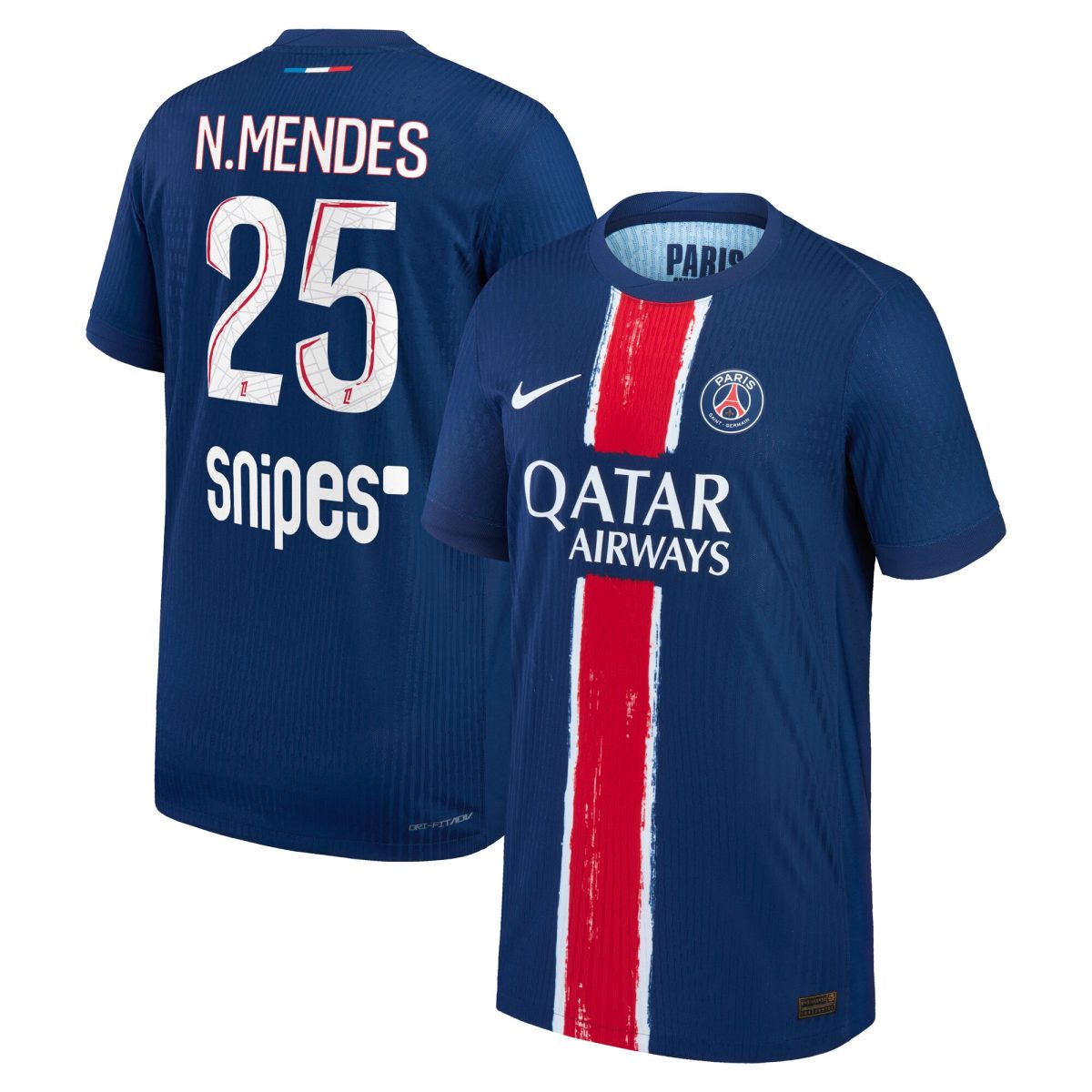 maillot domicile match psg nike dri-fit adv 2425 – enfant avec flocage n.mendes 25 Série | Maillots et Vêtements PSG Exclusifs sur PSG Shop