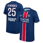 maillot domicile match psg nike dri-fit adv 2425 – enfant avec flocage n.mendes 25 Série | Maillots et Vêtements PSG Exclusifs sur PSG Shop