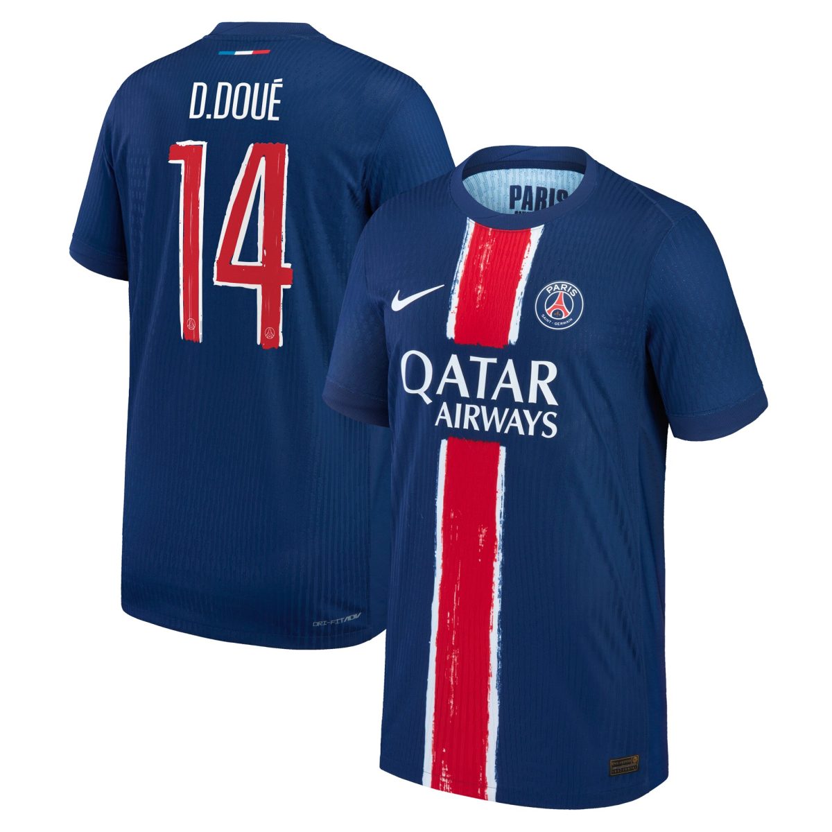 maillot domicile match psg nike dri-fit adv 2425 – enfant – flocage coupe d.doue 14 Série | Maillots et Vêtements PSG Exclusifs sur PSG Shop