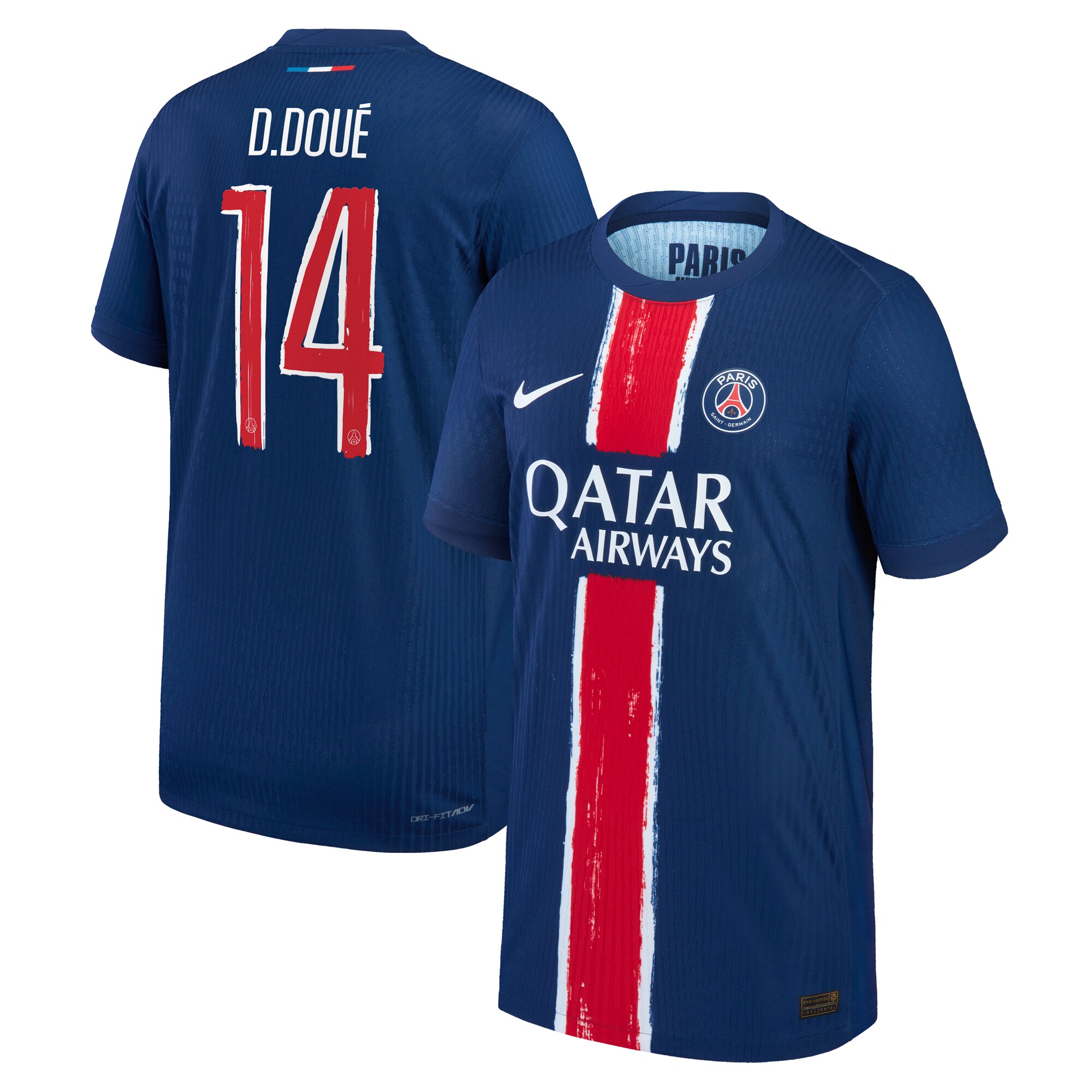 maillot domicile match psg nike dri-fit adv 2425 – enfant – flocage coupe d.doue 14 Série | Maillots et Vêtements PSG Exclusifs sur PSG Shop
