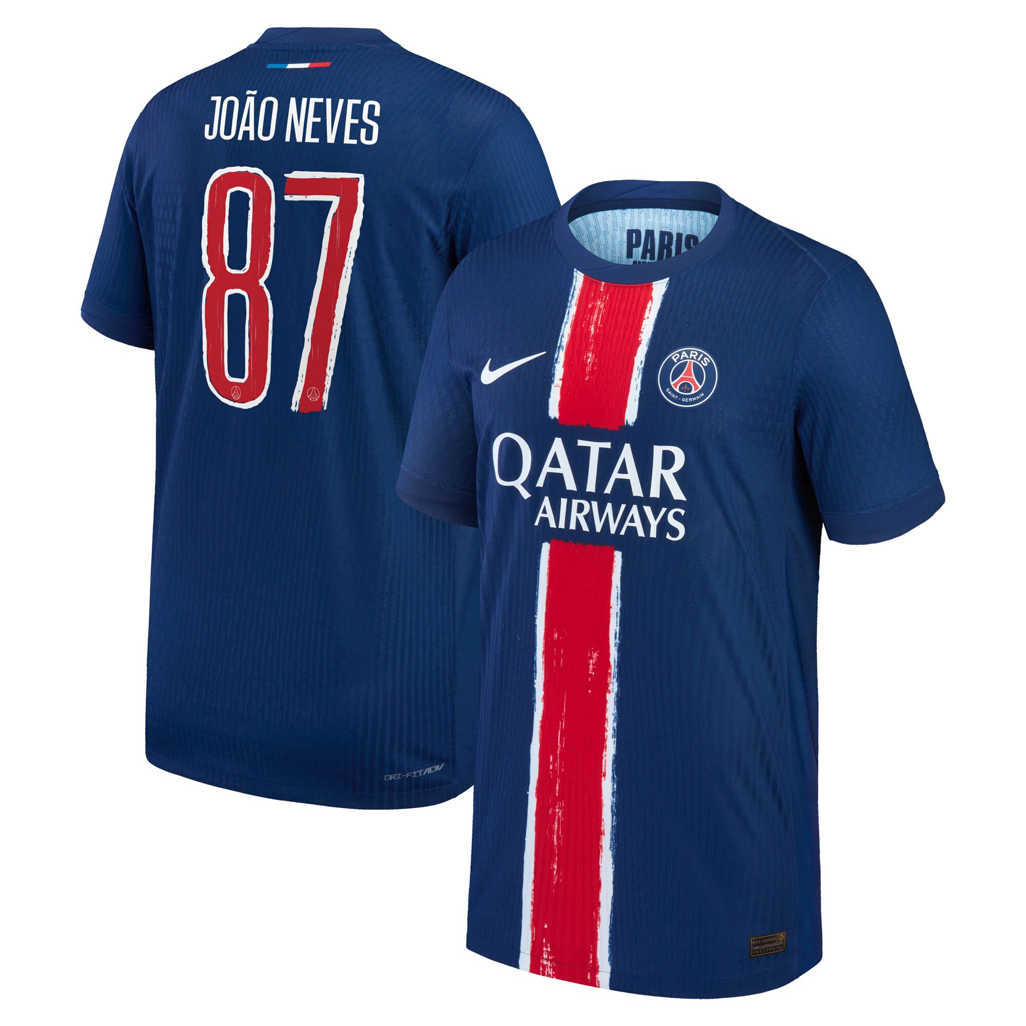 maillot domicile match psg nike dri-fit adv 2425 – enfant – flocage coupe joao neves 87 Série | Maillots et Vêtements PSG Exclusifs sur PSG Shop