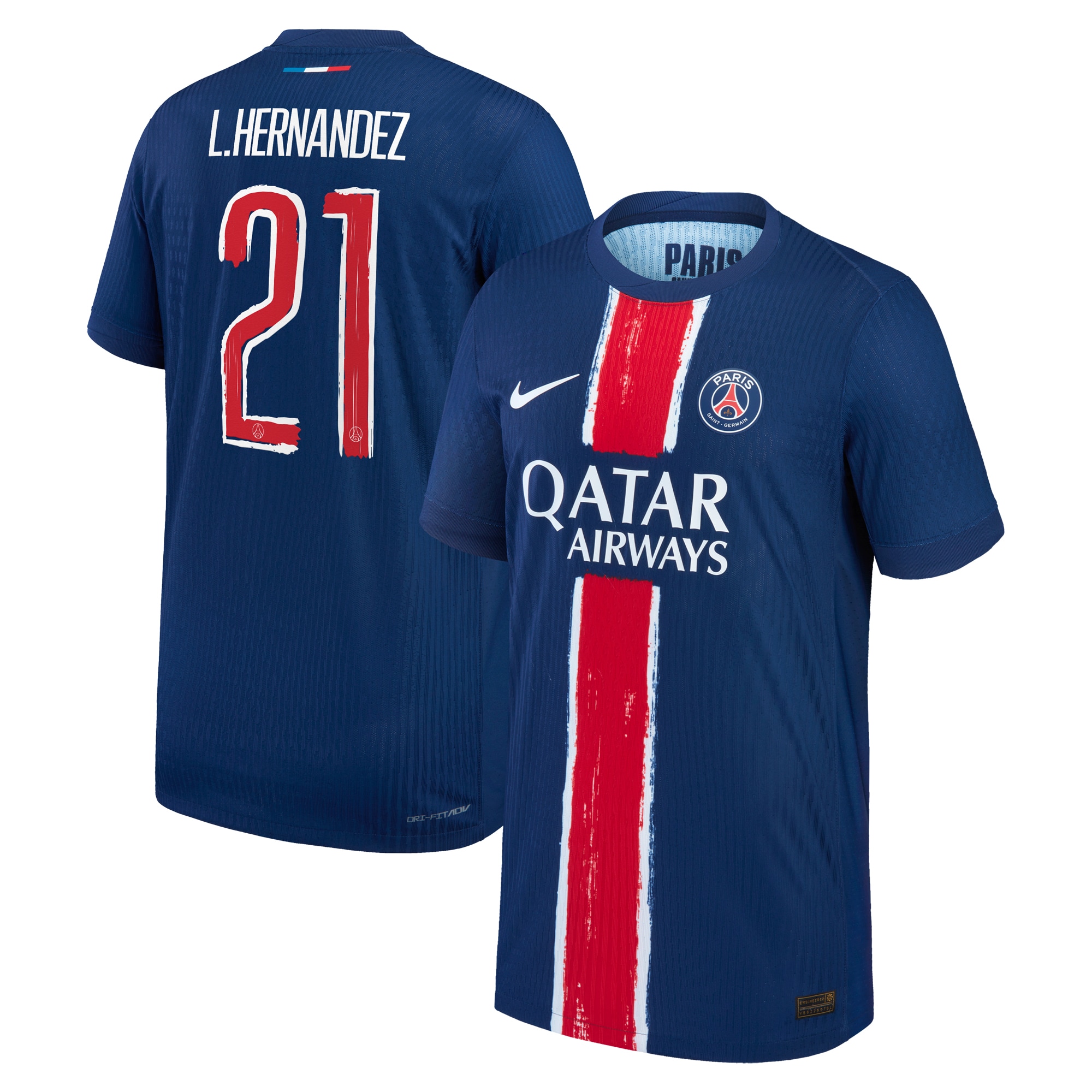 maillot domicile match psg nike dri-fit adv 2425 – enfant – flocage coupe l.hernandez 21 Série | Maillots et Vêtements PSG Exclusifs sur PSG Shop