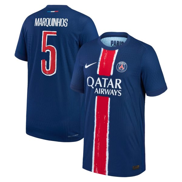 maillot domicile match psg nike dri-fit adv 2425 – enfant – flocage coupe marquinhos 5 Série | Maillots et Vêtements PSG Exclusifs sur PSG Shop