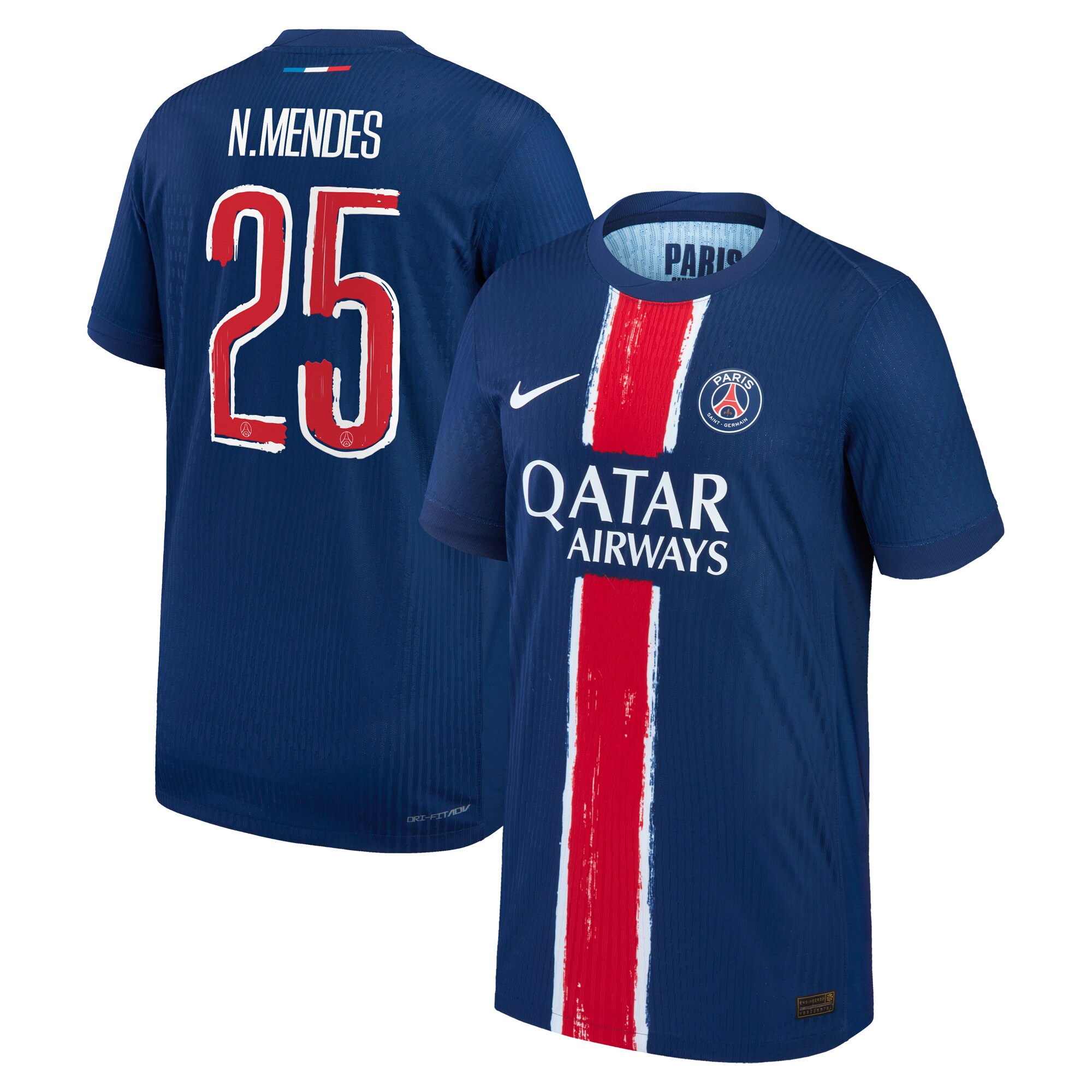 maillot domicile match psg nike dri-fit adv 2425 – enfant – flocage coupe n.mendes 25 Série | Maillots et Vêtements PSG Exclusifs sur PSG Shop