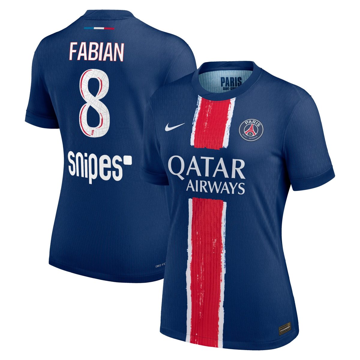 maillot domicile match psg nike dri-fit adv 2425 – femme avec flocage fabian 8 Série | Maillots et Vêtements PSG Exclusifs sur PSG Shop