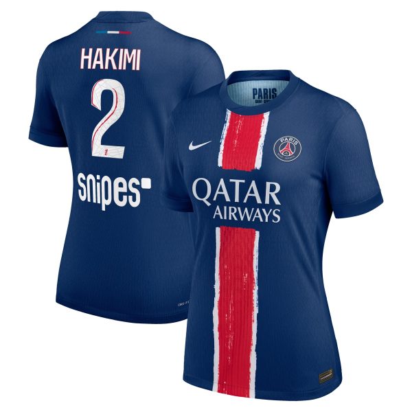 maillot domicile match psg nike dri-fit adv 2425 – femme avec flocage hakimi 2 Série | Maillots et Vêtements PSG Exclusifs sur PSG Shop