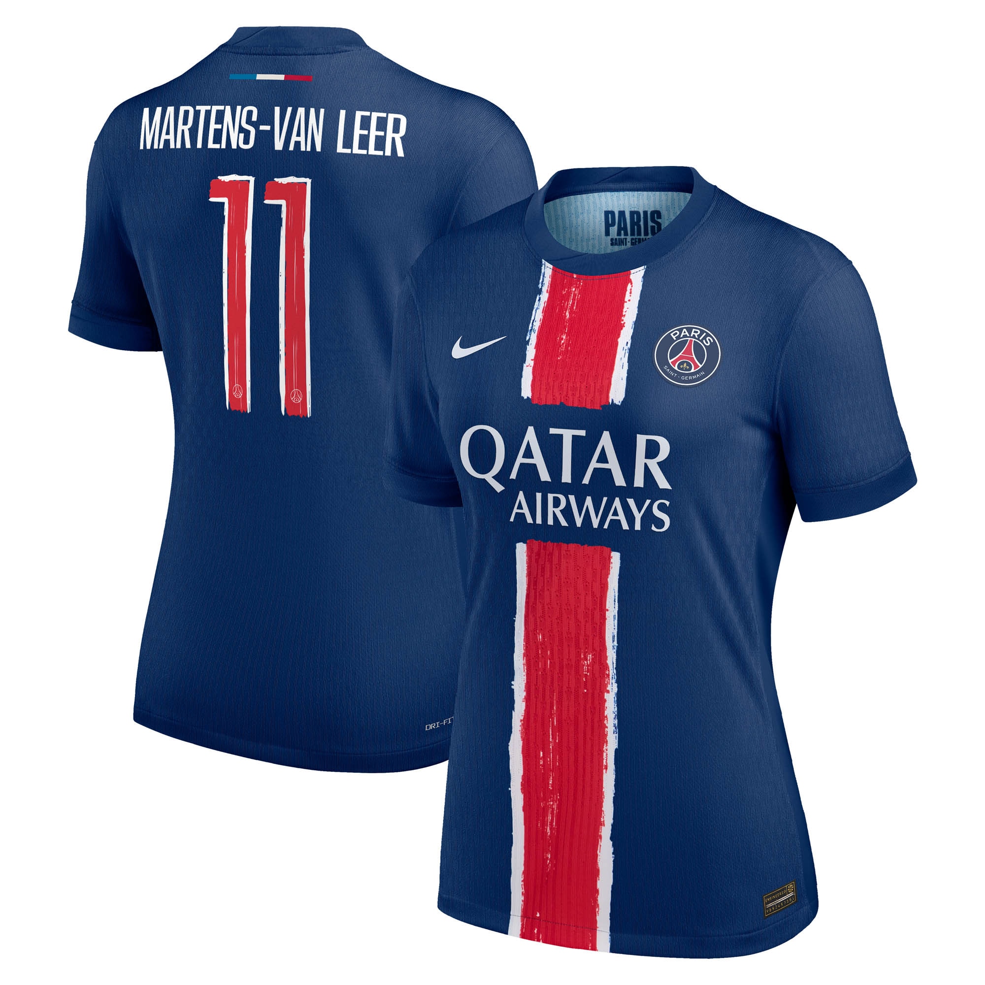 maillot domicile match psg nike dri-fit adv 2425 – femme avec flocage martens-van leer 11 Série | Maillots et Vêtements PSG Exclusifs sur PSG Shop