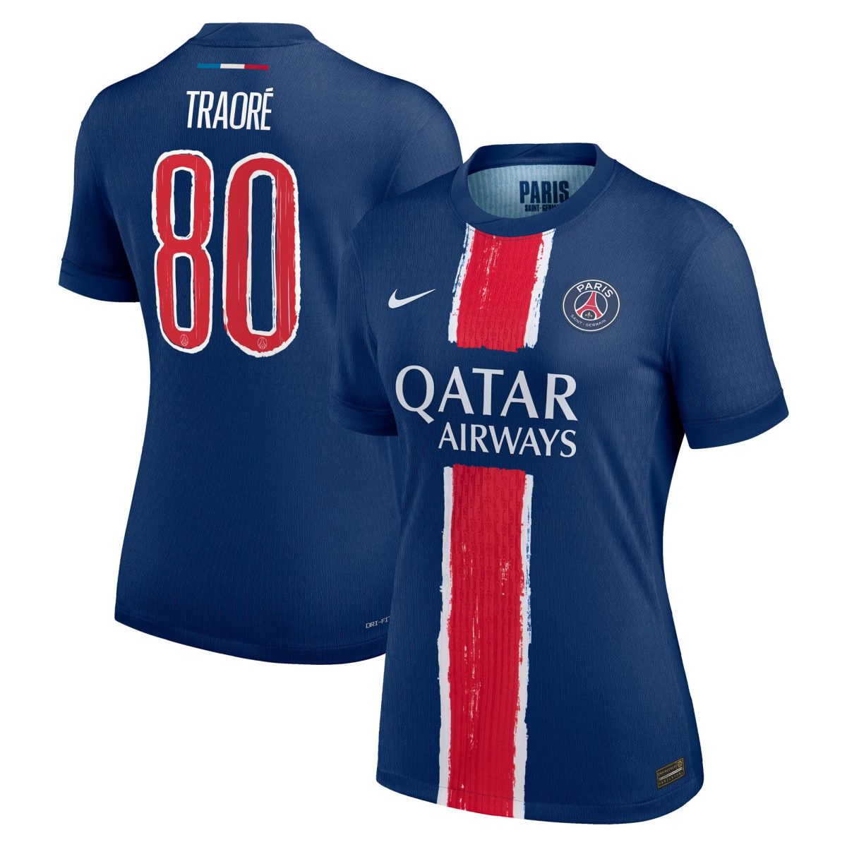 maillot domicile match psg nike dri-fit adv 2425 – femme avec flocage traore 80 Série | Maillots et Vêtements PSG Exclusifs sur PSG Shop