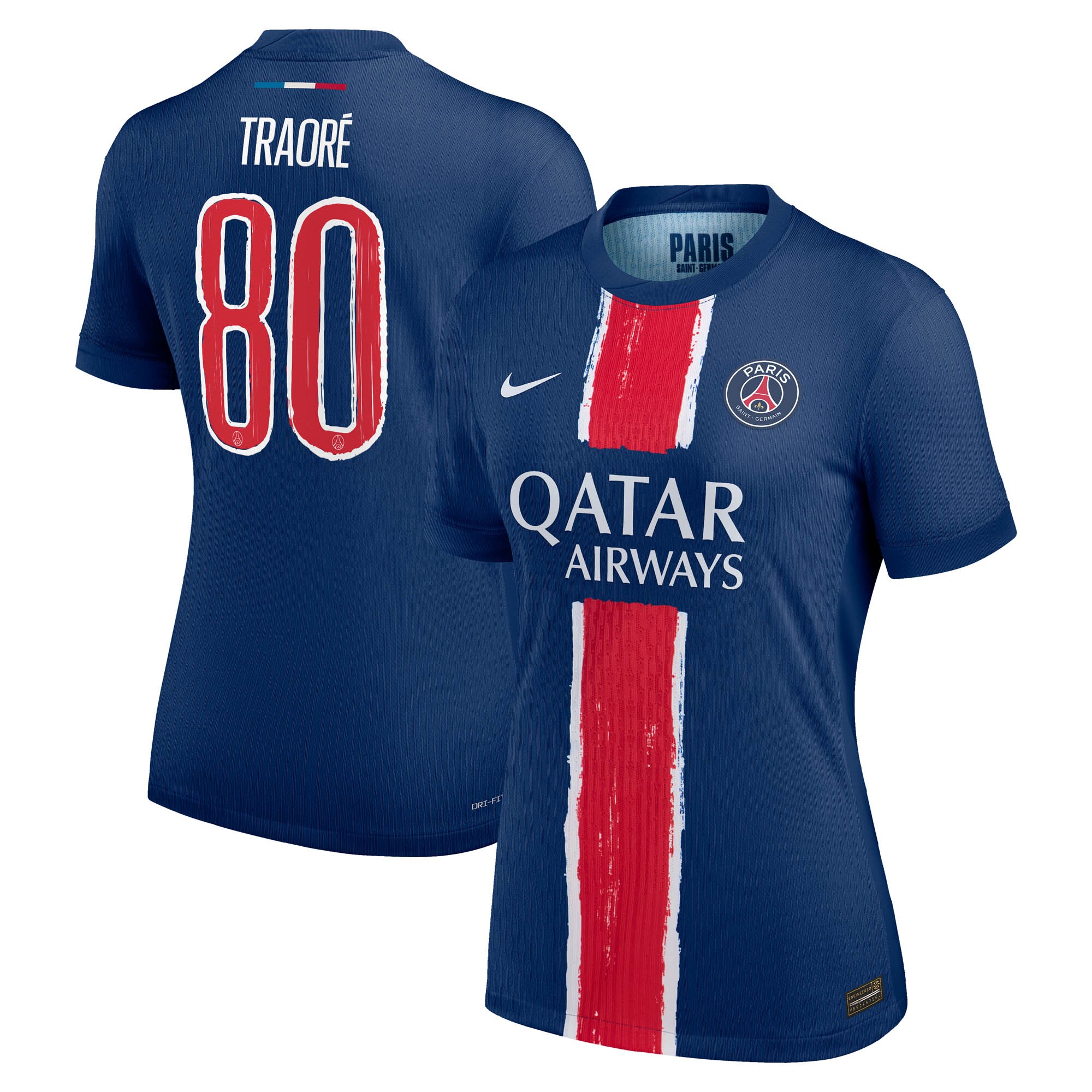 maillot domicile match psg nike dri-fit adv 2425 – femme avec flocage traore 80 Série | Maillots et Vêtements PSG Exclusifs sur PSG Shop
