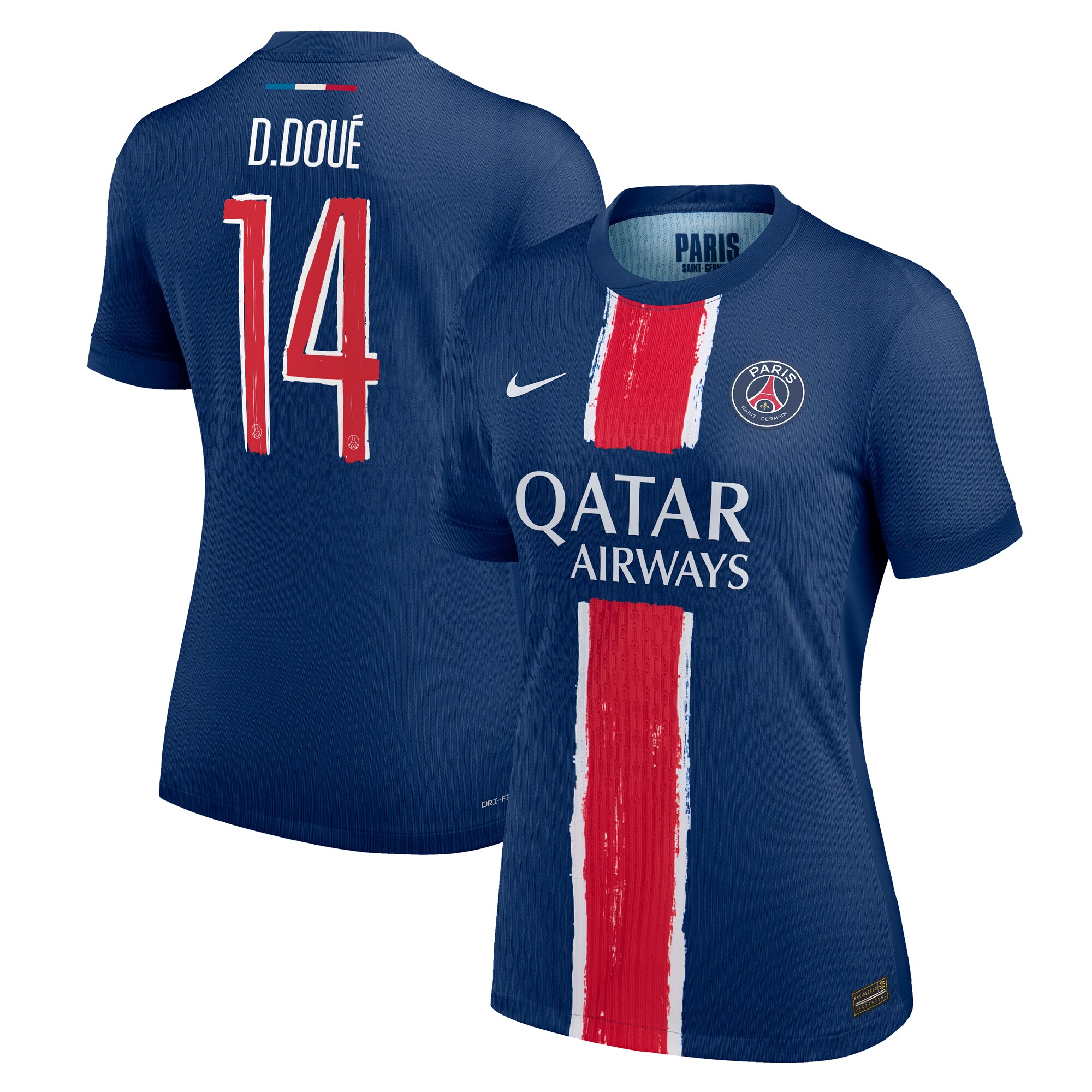 maillot domicile match psg nike dri-fit adv 2425 – femme – flocage coupe d.doue 14 Série | Maillots et Vêtements PSG Exclusifs sur PSG Shop