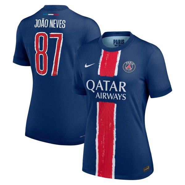 maillot domicile match psg nike dri-fit adv 2425 – femme – flocage coupe joao neves 87 Série | Maillots et Vêtements PSG Exclusifs sur PSG Shop