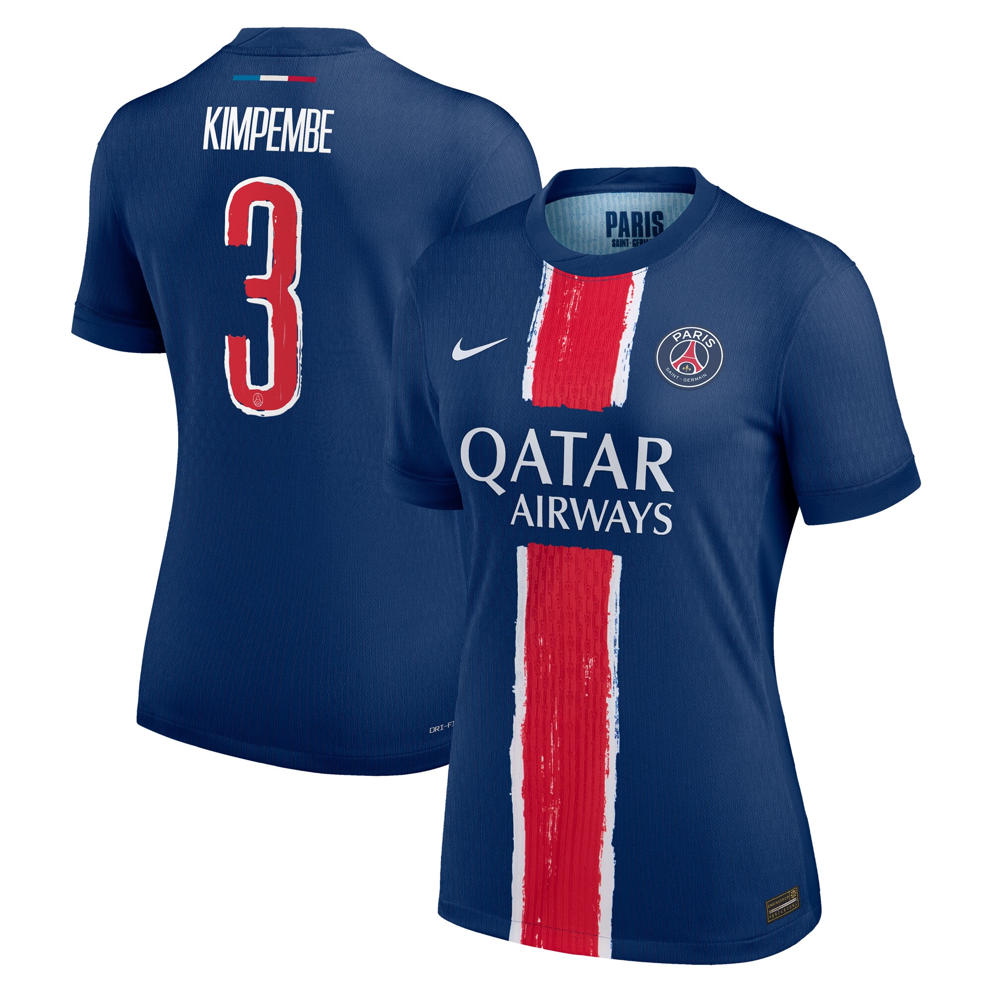 maillot domicile match psg nike dri-fit adv 2425 – femme – flocage coupe kimpembe 3 Série | Maillots et Vêtements PSG Exclusifs sur PSG Shop