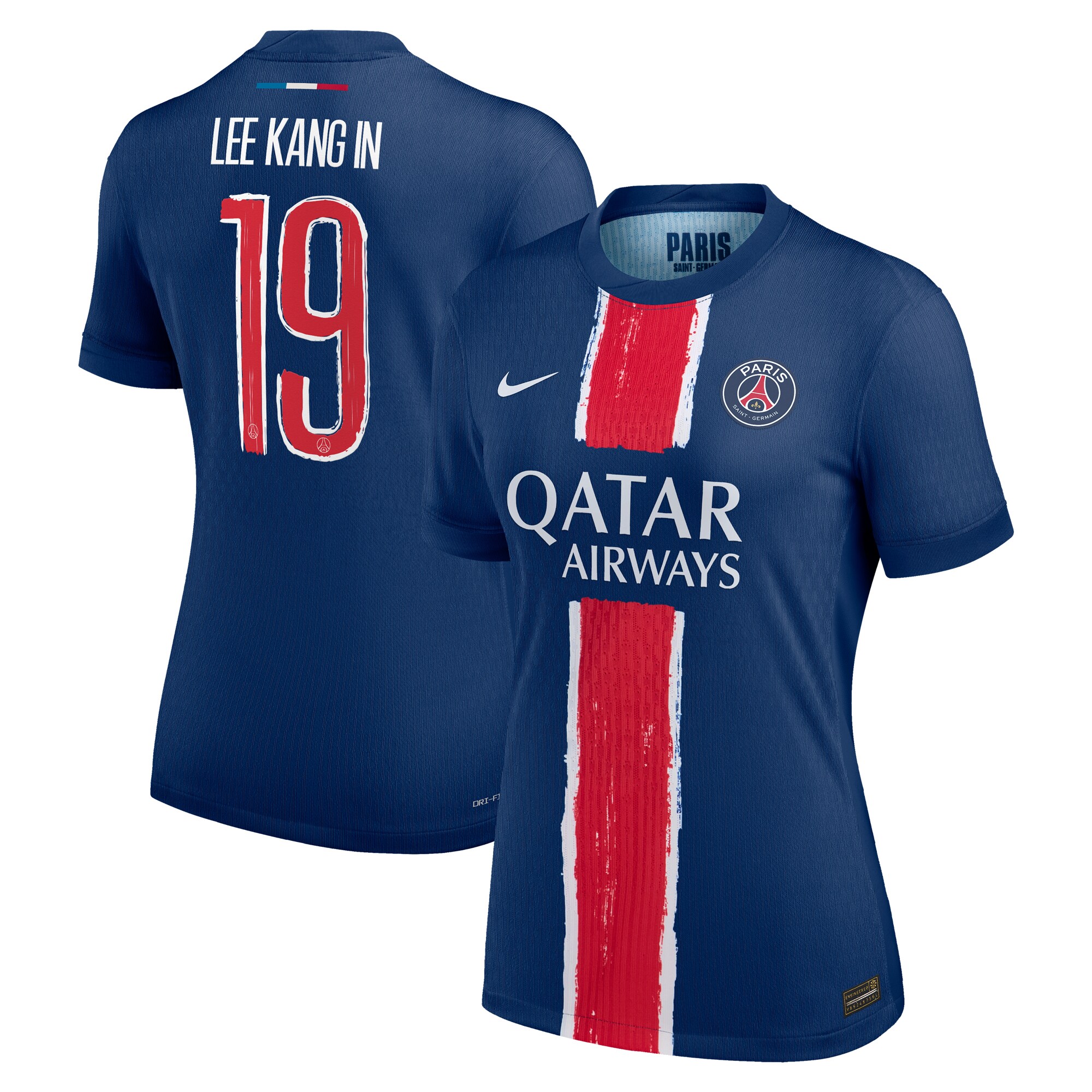 maillot domicile match psg nike dri-fit adv 2425 – femme – flocage coupe lee kang in 19 Série | Maillots et Vêtements PSG Exclusifs sur PSG Shop
