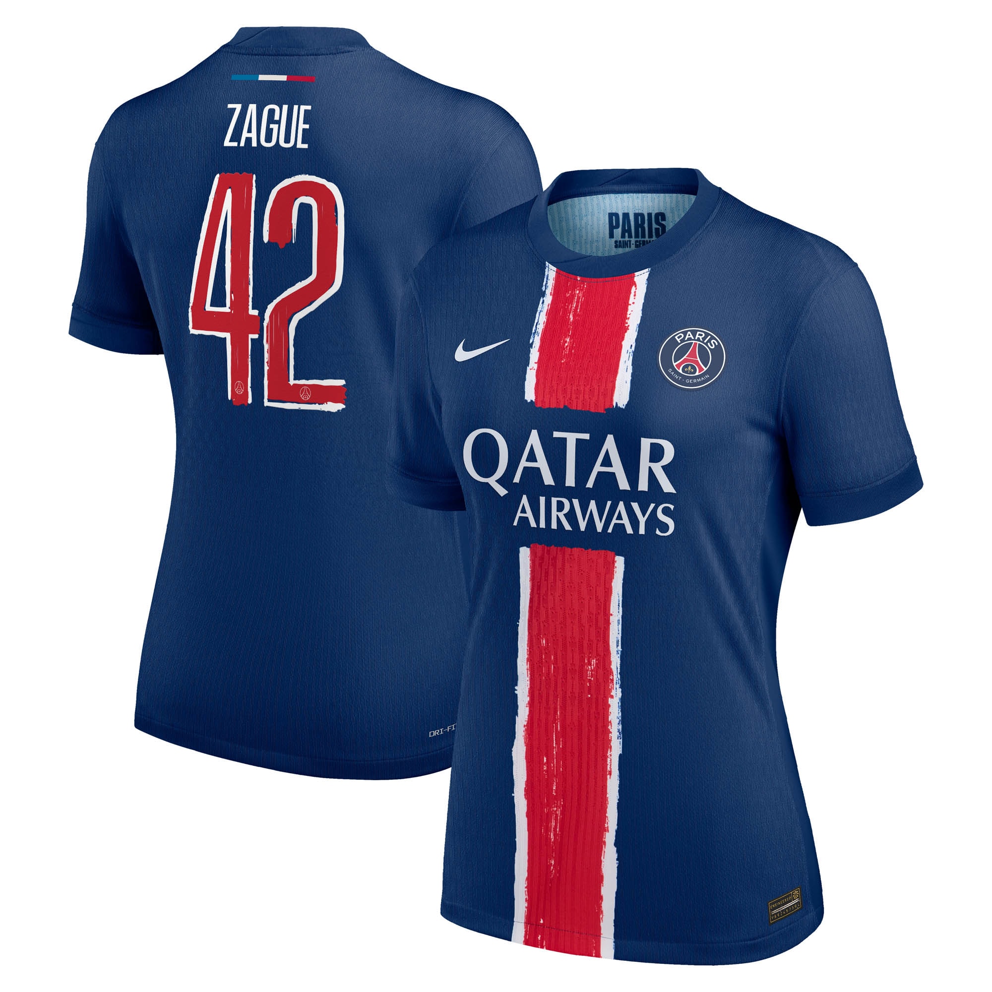 maillot domicile match psg nike dri-fit adv 2425 – femme – flocage coupe zague 42 Série | Maillots et Vêtements PSG Exclusifs sur PSG Shop