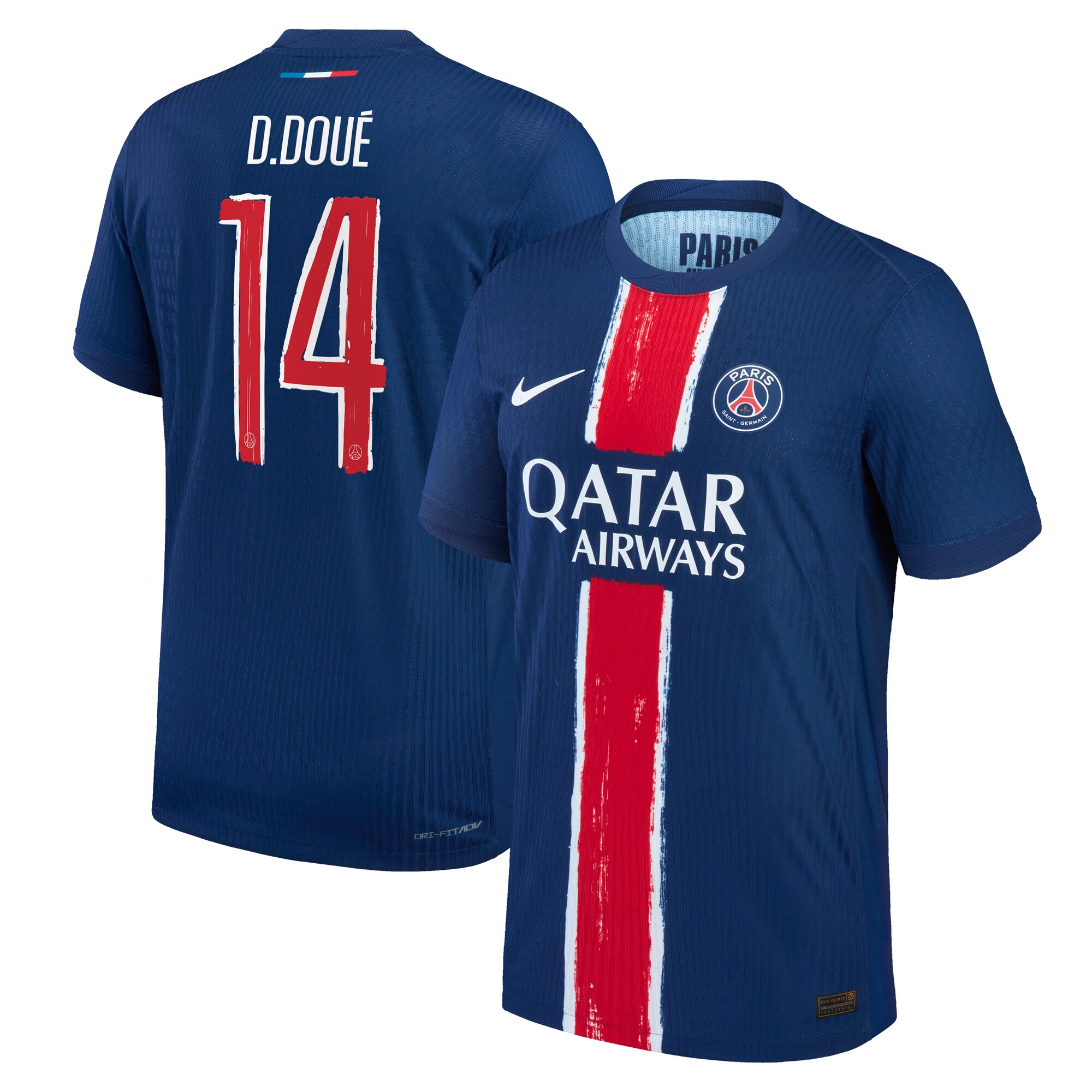 maillot domicile match psg nike dri-fit adv 2425 – flocage coupe d.doue 14 Série | Maillots et Vêtements PSG Exclusifs sur PSG Shop