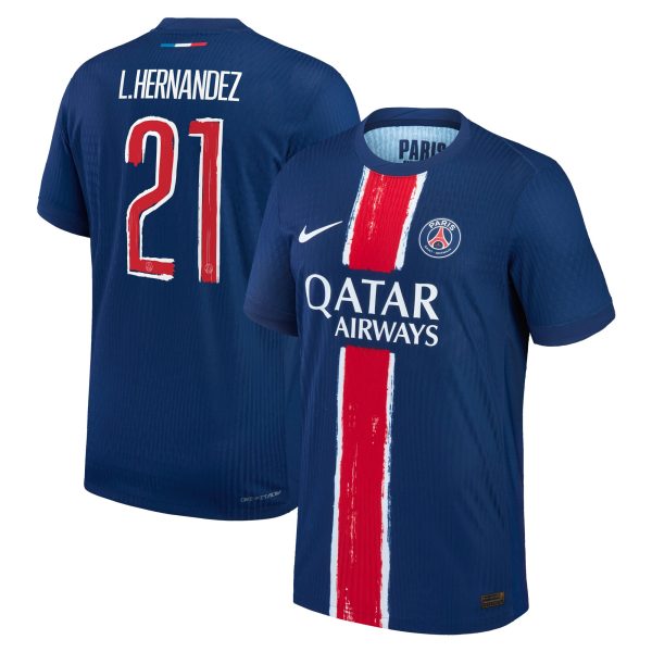 maillot domicile match psg nike dri-fit adv 2425 – flocage coupe l.hernandez 21 Série | Maillots et Vêtements PSG Exclusifs sur PSG Shop