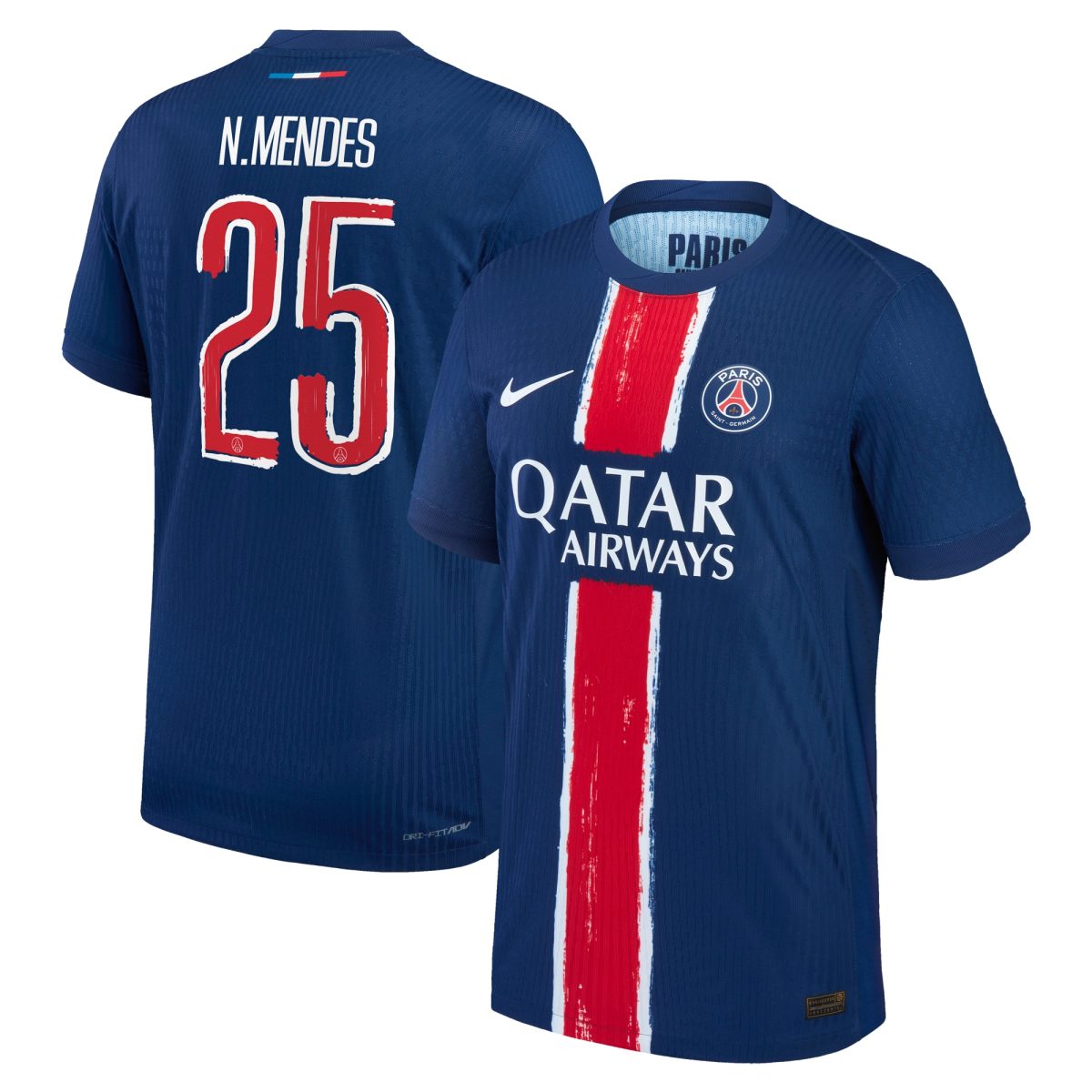 maillot domicile match psg nike dri-fit adv 2425 – flocage coupe n.mendes 25 Série | Maillots et Vêtements PSG Exclusifs sur PSG Shop