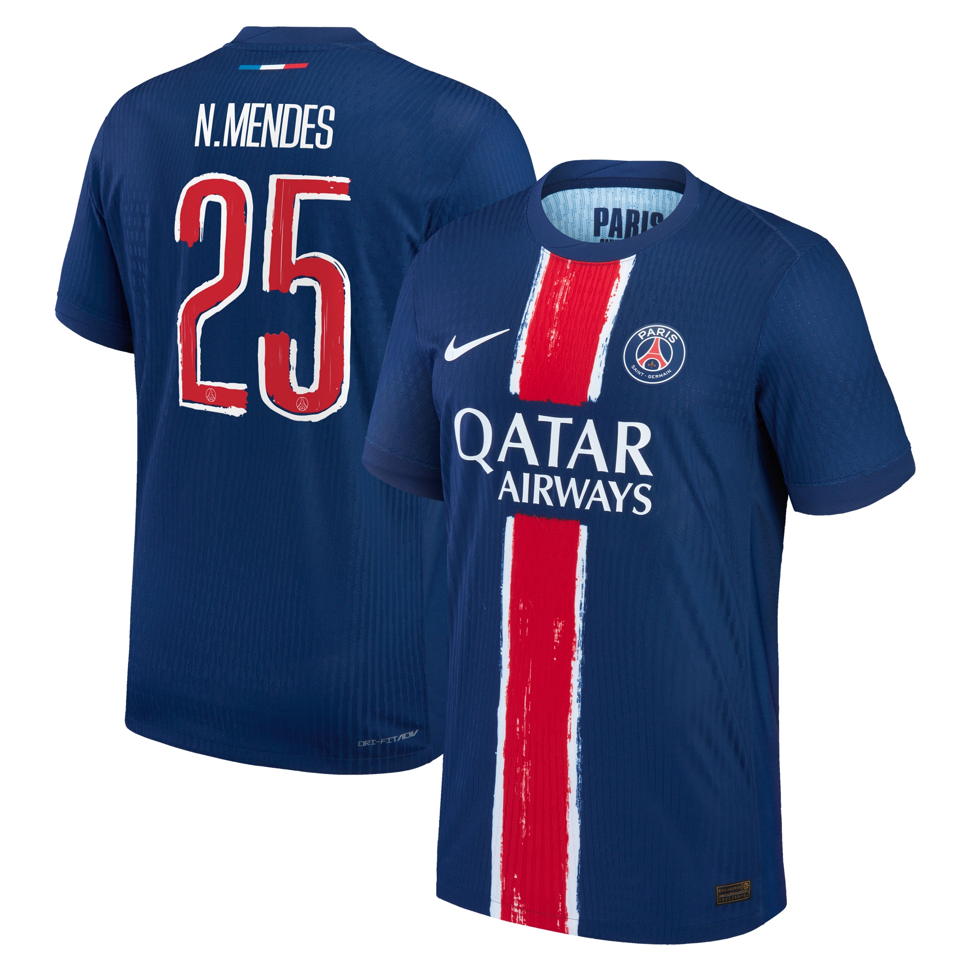 maillot domicile match psg nike dri-fit adv 2425 – flocage coupe n.mendes 25 Série | Maillots et Vêtements PSG Exclusifs sur PSG Shop