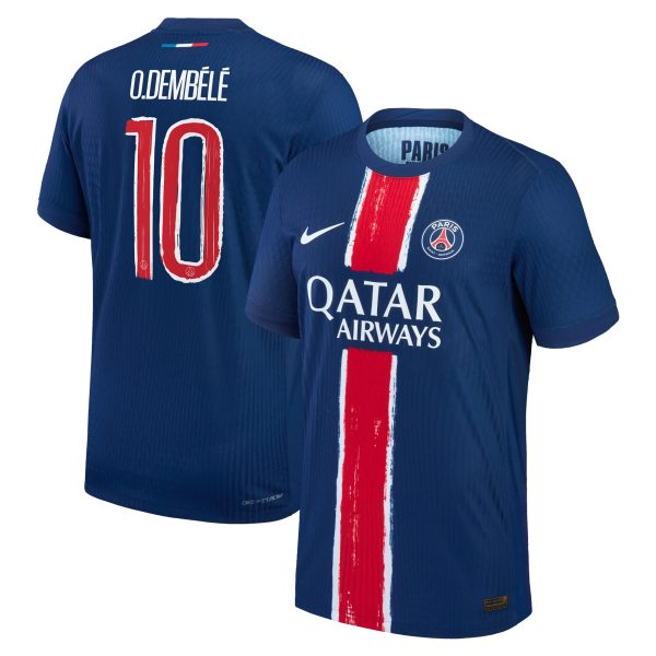 maillot domicile match psg nike dri-fit adv 2425 – flocage coupe o.dembele 10 Série | Maillots et Vêtements PSG Exclusifs sur PSG Shop