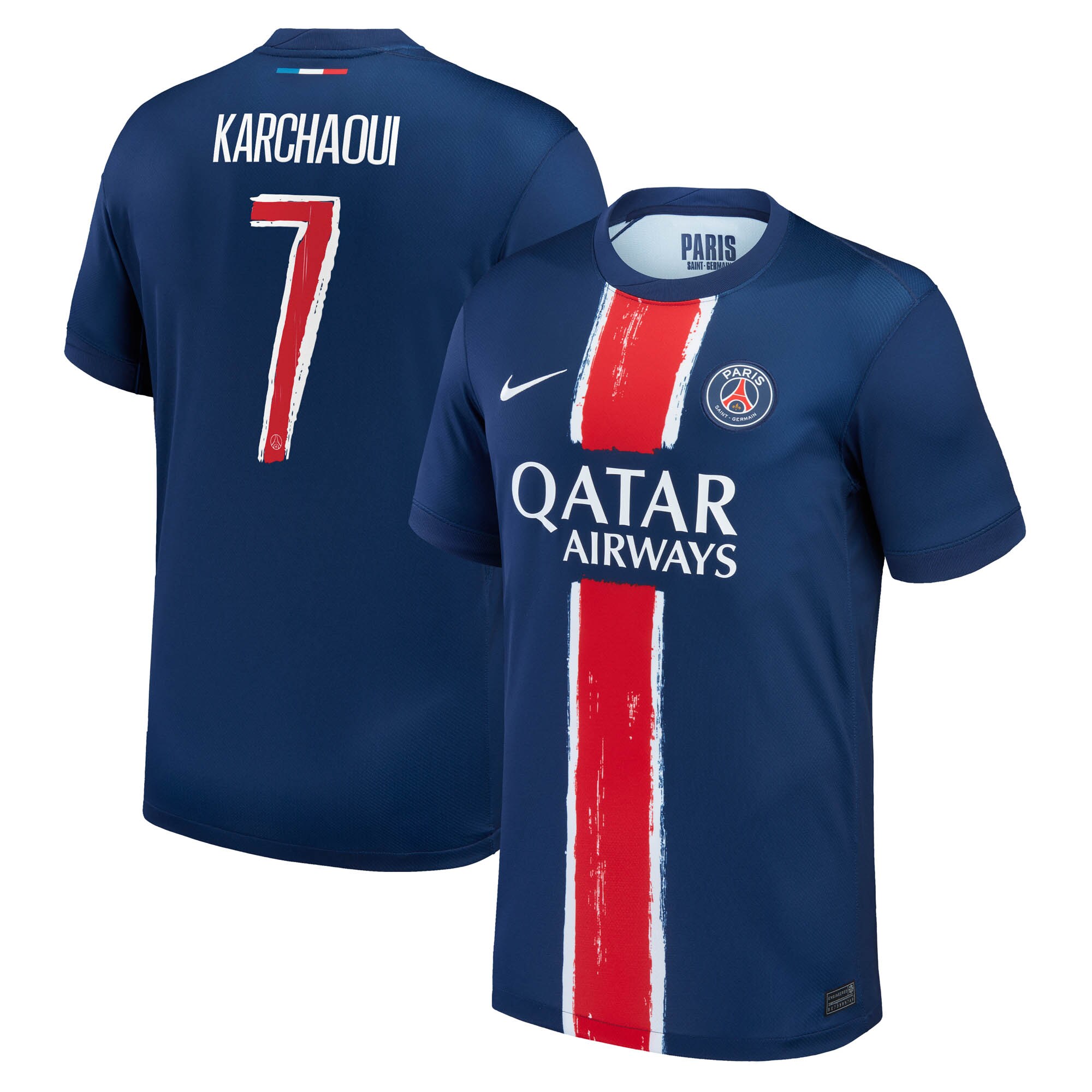 maillot domicile stadium psg nike 2425 avec flocage karchaoui 7 Série | Maillots et Vêtements PSG Exclusifs sur PSG Shop