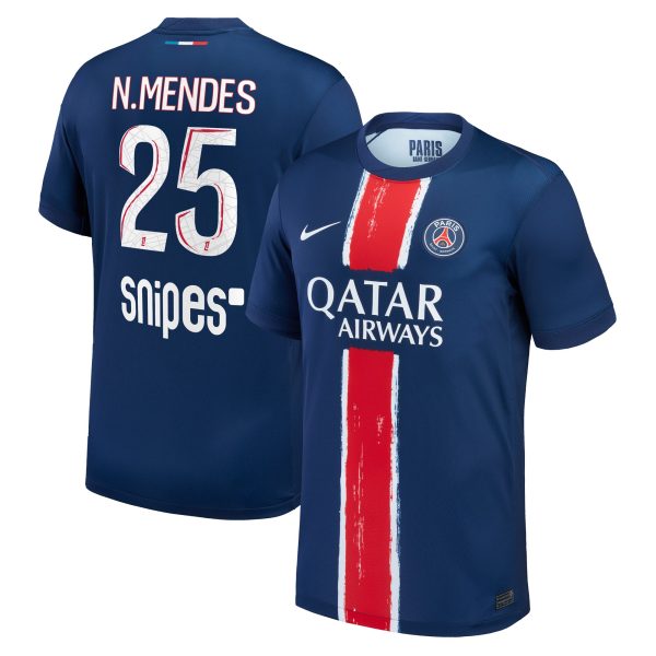 maillot domicile stadium psg nike 2425 avec flocage n.mendes 25 Série | Maillots et Vêtements PSG Exclusifs sur PSG Shop