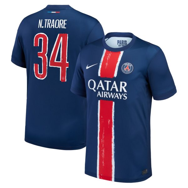 maillot domicile stadium psg nike 2425 avec flocage n.traore 34 Série | Maillots et Vêtements PSG Exclusifs sur PSG Shop