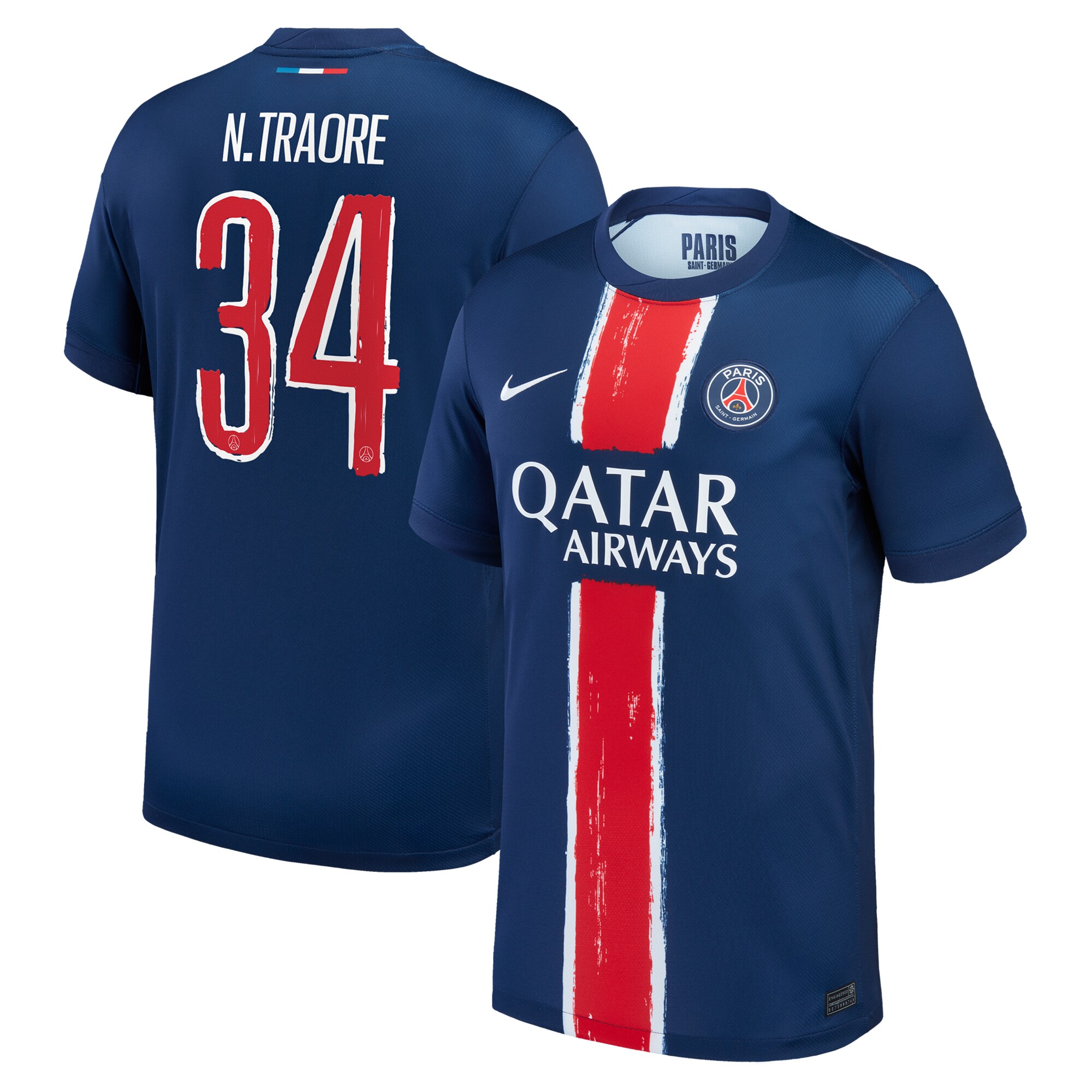 maillot domicile stadium psg nike 2425 avec flocage n.traore 34 Série | Maillots et Vêtements PSG Exclusifs sur PSG Shop