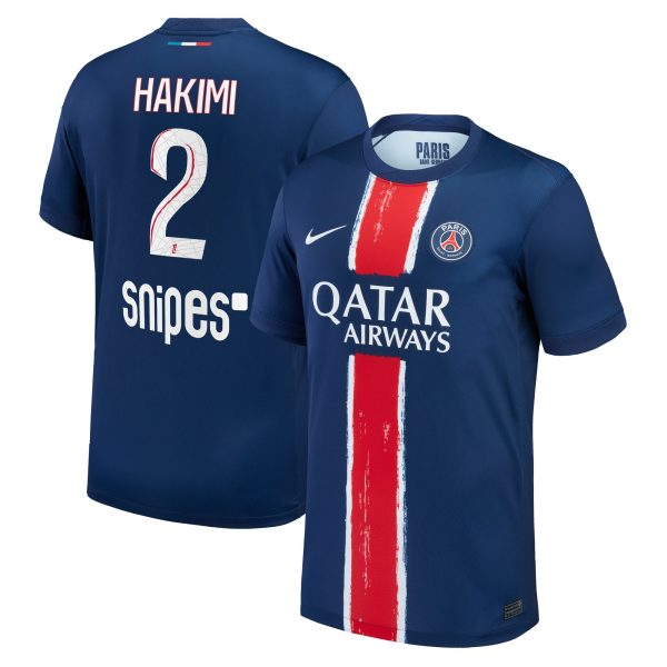 maillot domicile stadium psg nike 2425 – enfant avec flocage hakimi 2 Série | Maillots et Vêtements PSG Exclusifs sur PSG Shop