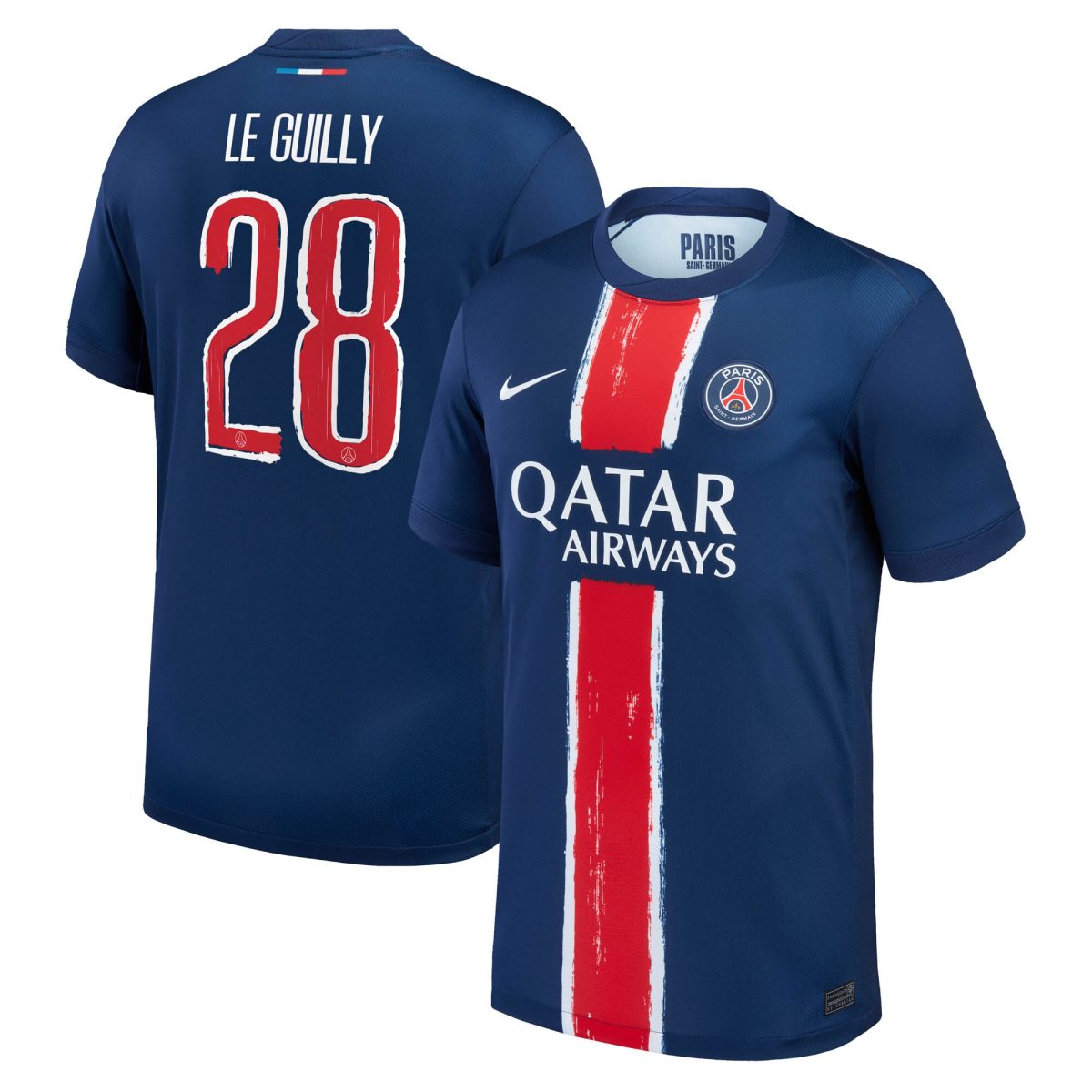 maillot domicile stadium psg nike 2425 – enfant avec flocage le guilly 28 Série | Maillots et Vêtements PSG Exclusifs sur PSG Shop