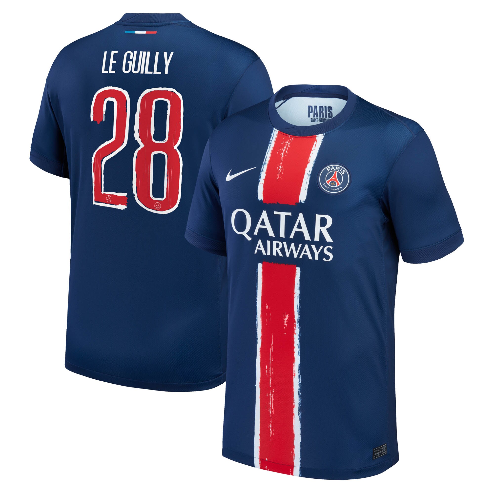 maillot domicile stadium psg nike 2425 – enfant avec flocage le guilly 28 Série | Maillots et Vêtements PSG Exclusifs sur PSG Shop