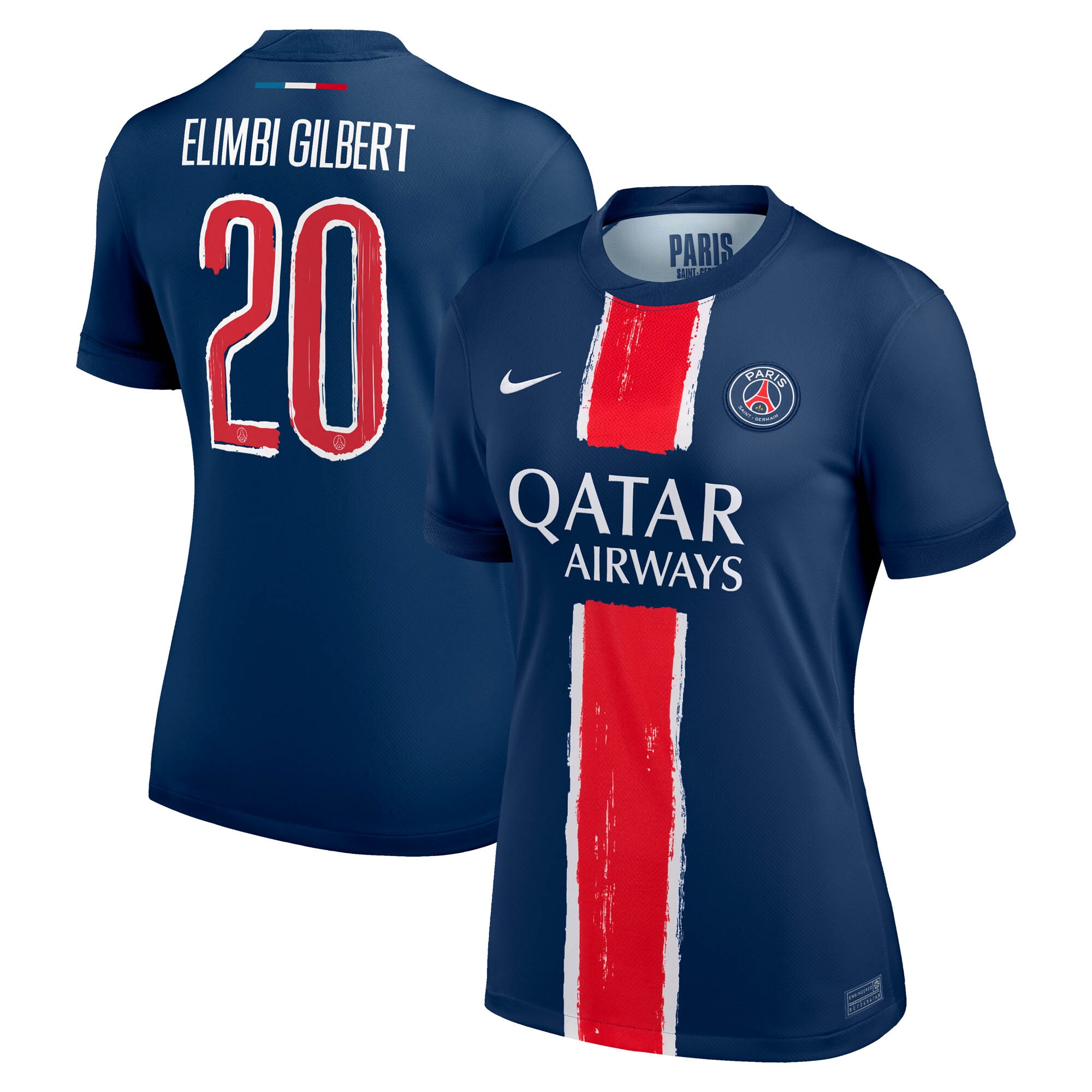 maillot domicile stadium psg nike 2425 – femme avec flocage elimbi gilbert 20 Série | Maillots et Vêtements PSG Exclusifs sur PSG Shop